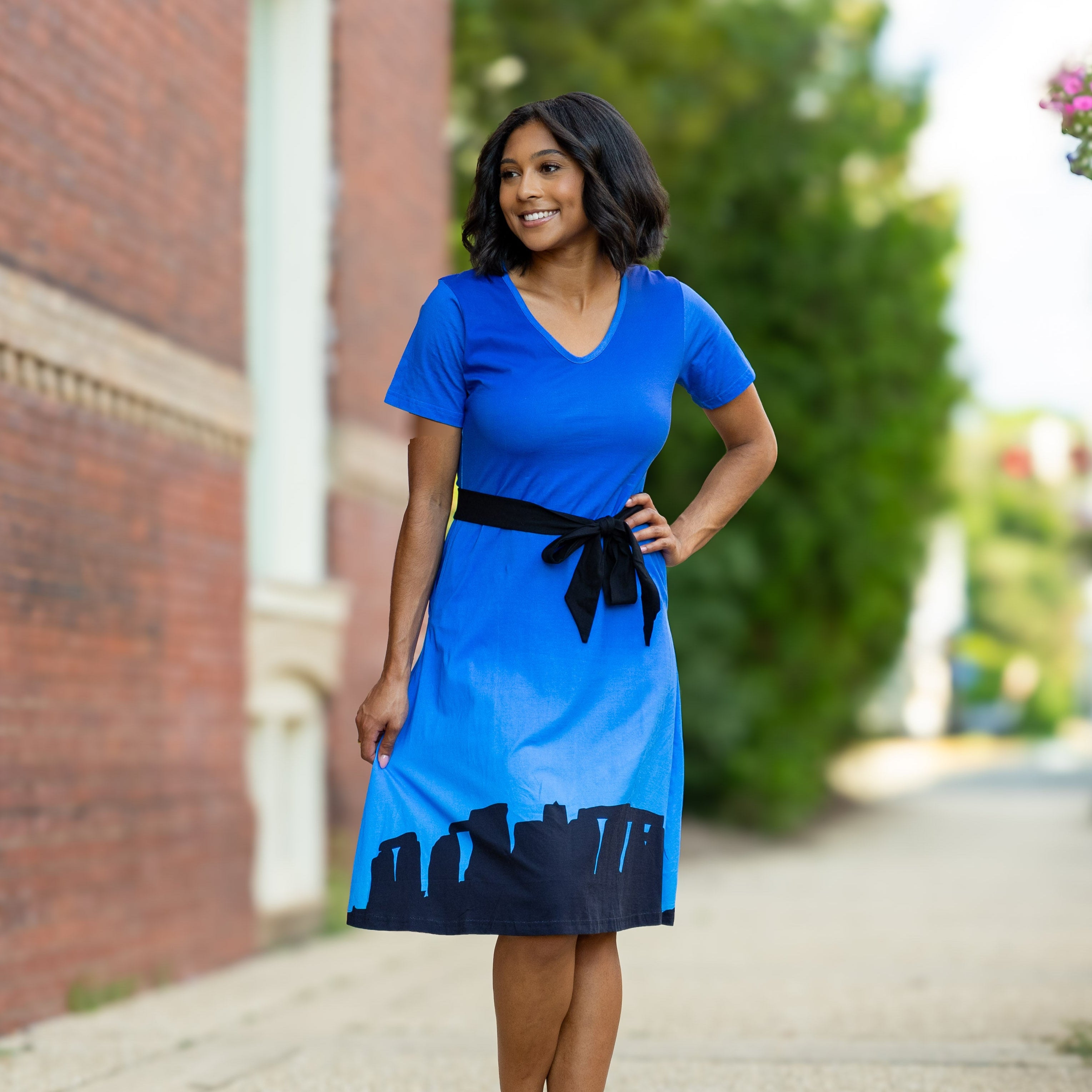Stonehenge Belted A-Line Dress (No Waist Seam)