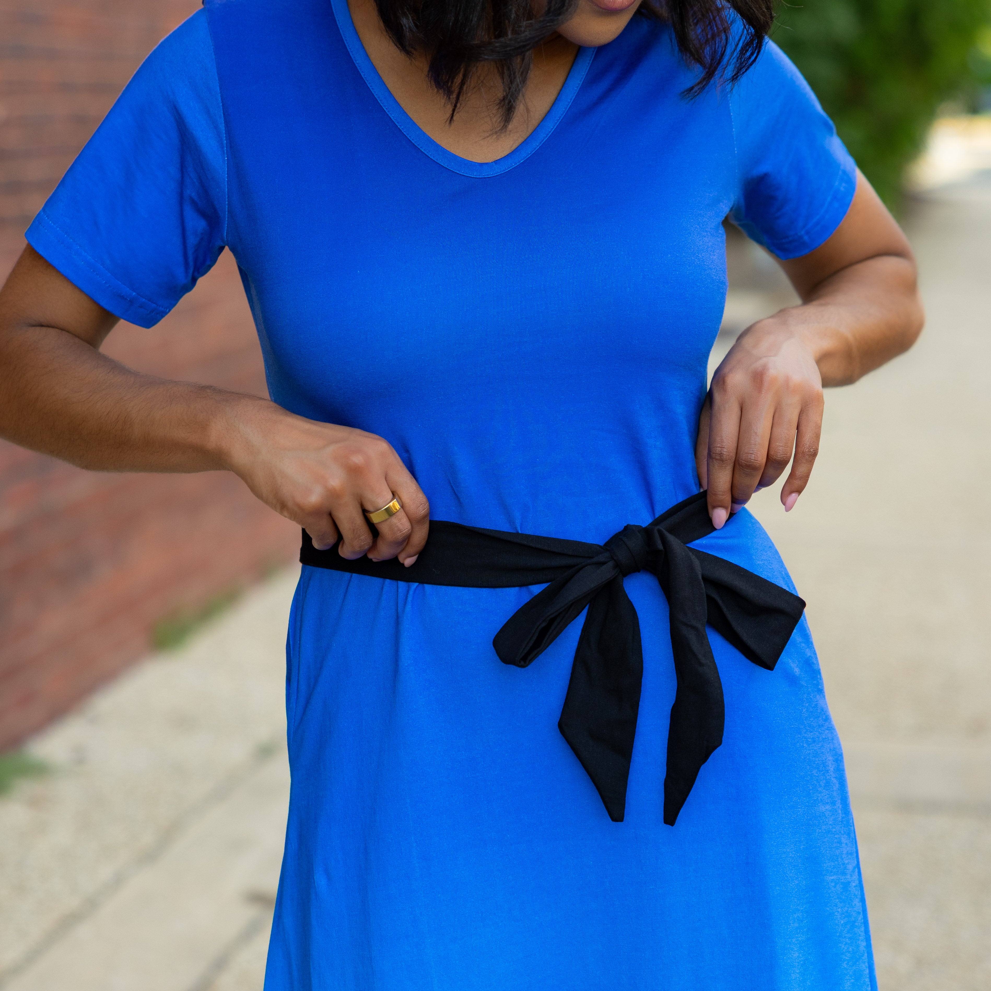 Stonehenge Belted A-Line Dress (No Waist Seam)