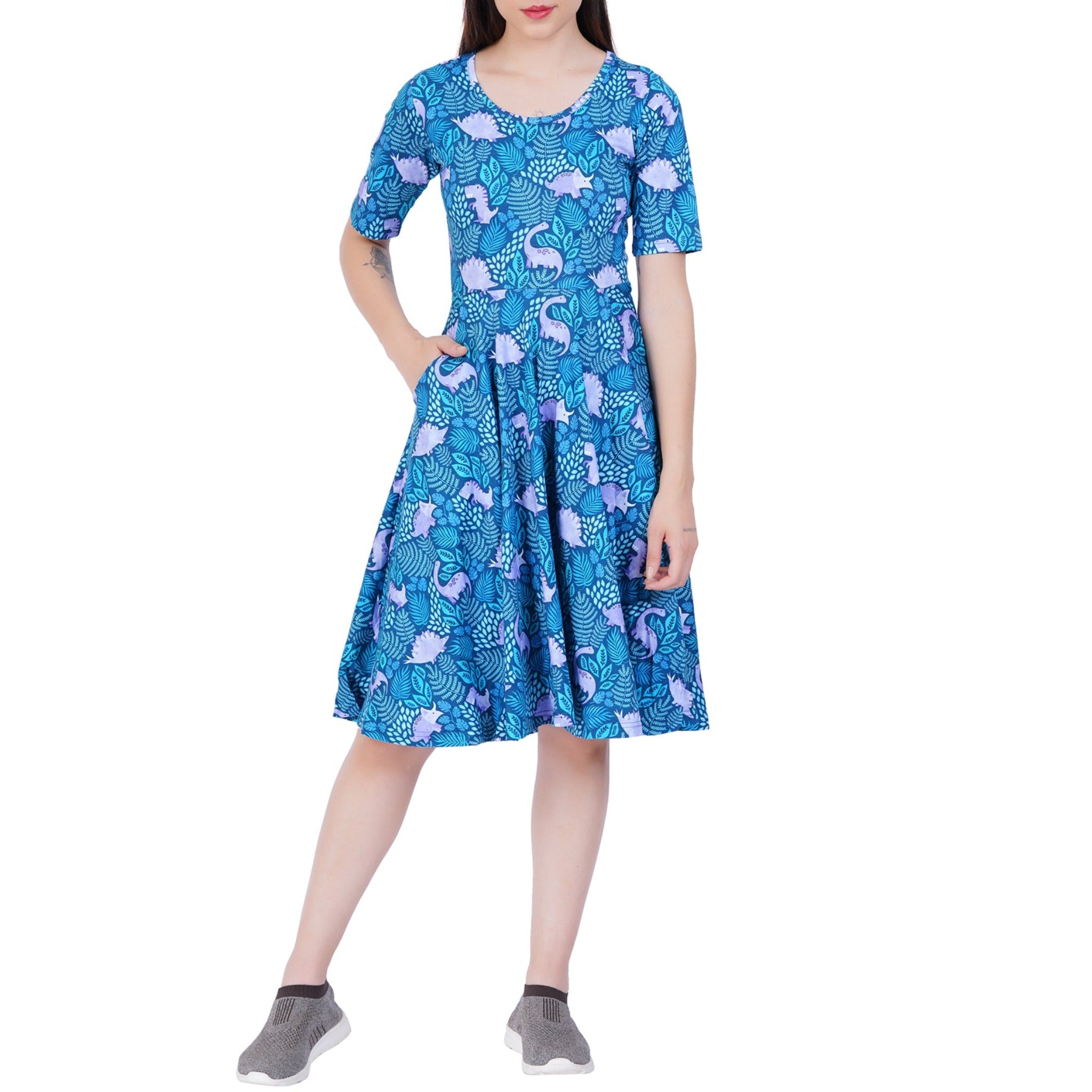 Tropical Dinosaur Twirl Dress