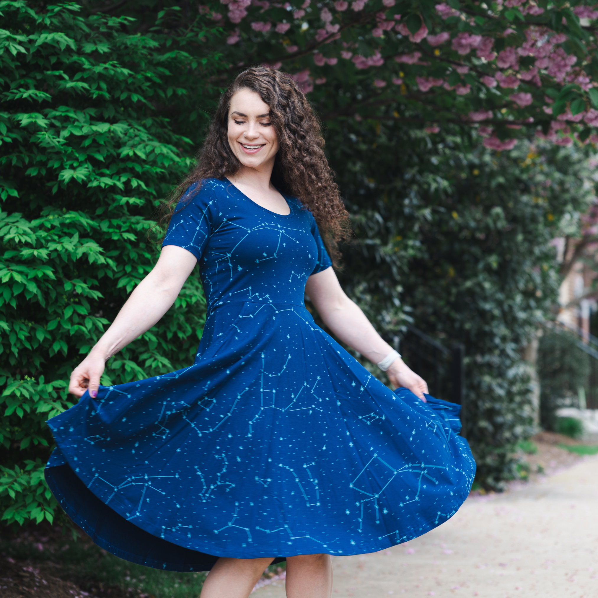 Constellations Glow-in-the-Dark Navy Twirl Dress