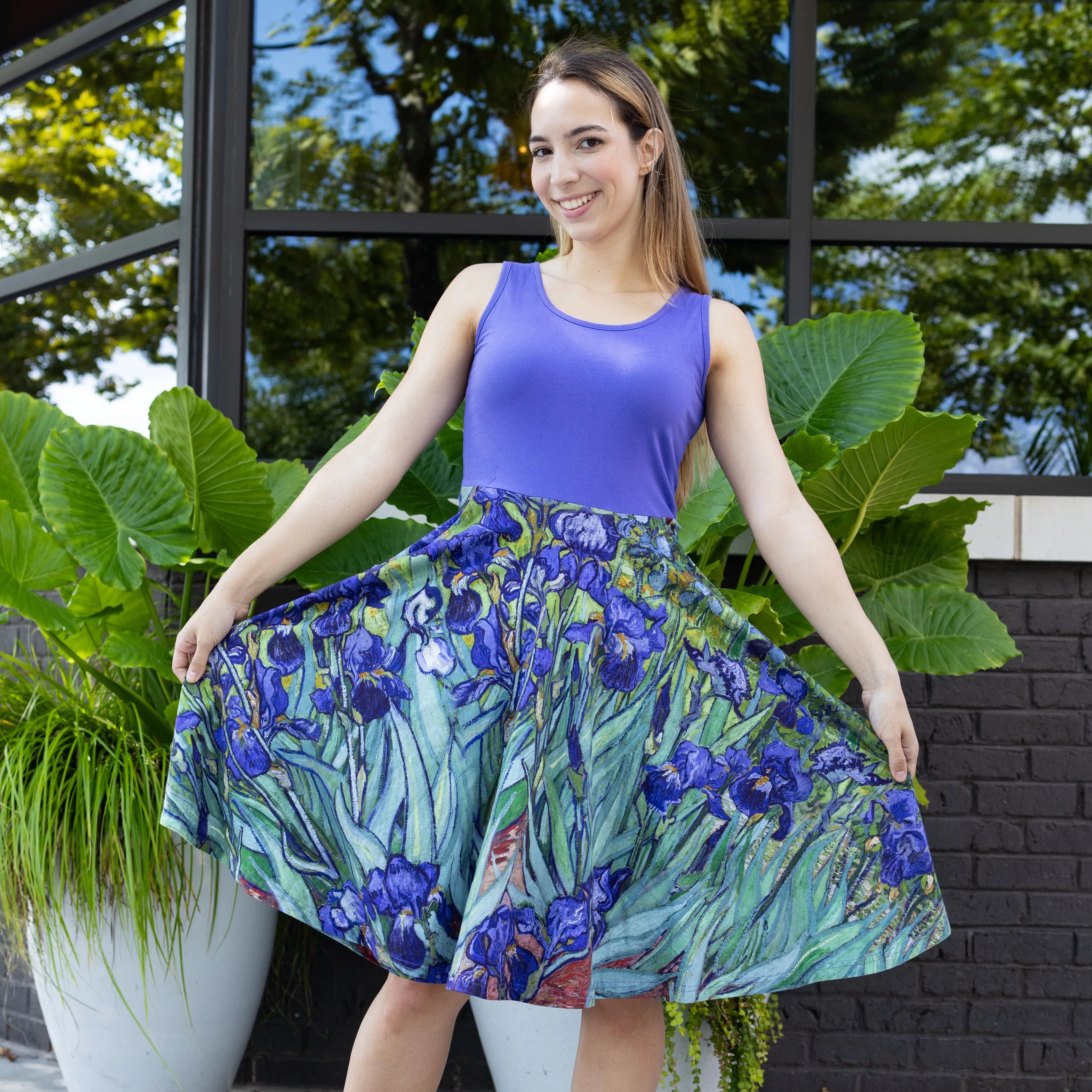 Van Gogh Irises Sleeveless Twirl Dress