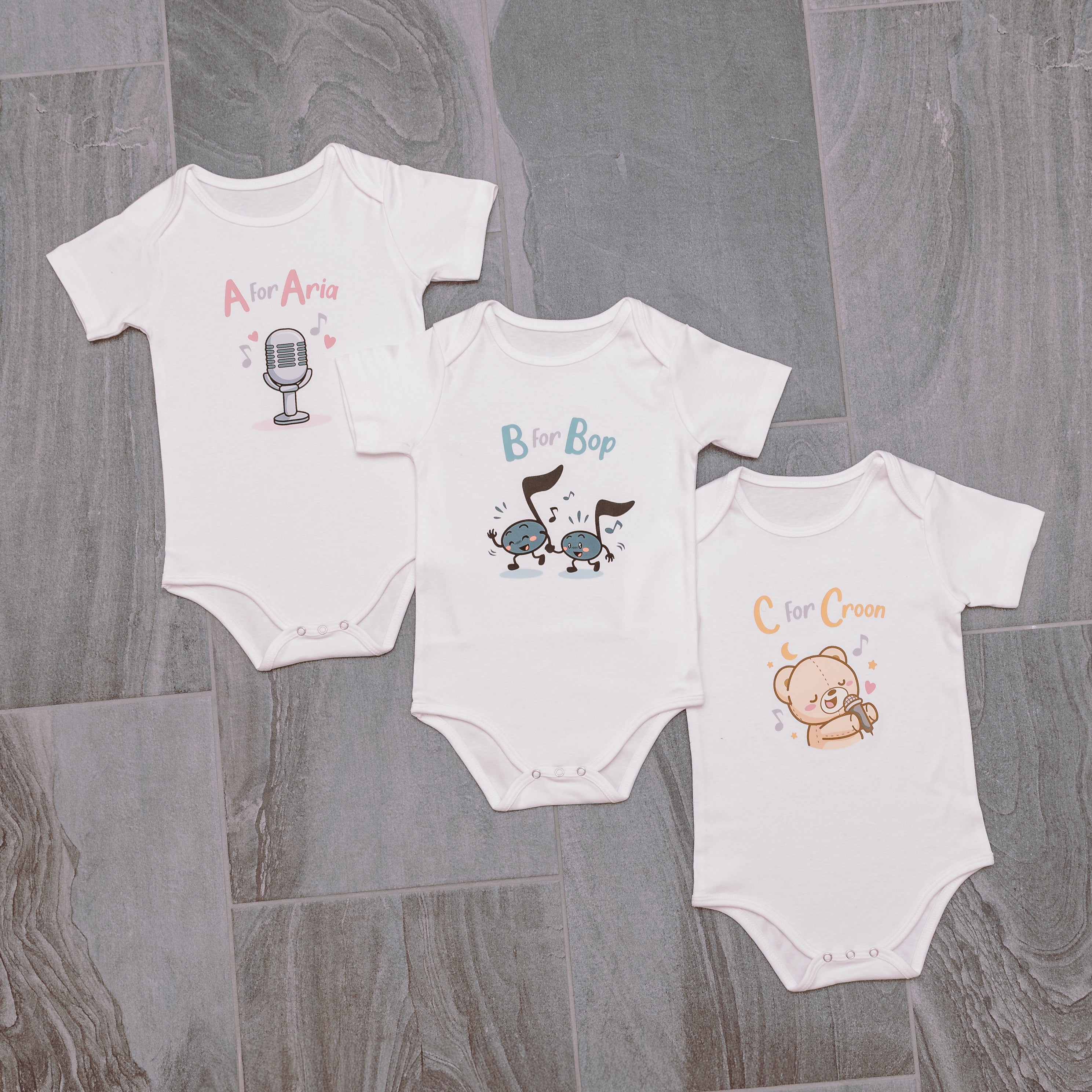 ABCs of Music Baby Bodysuits