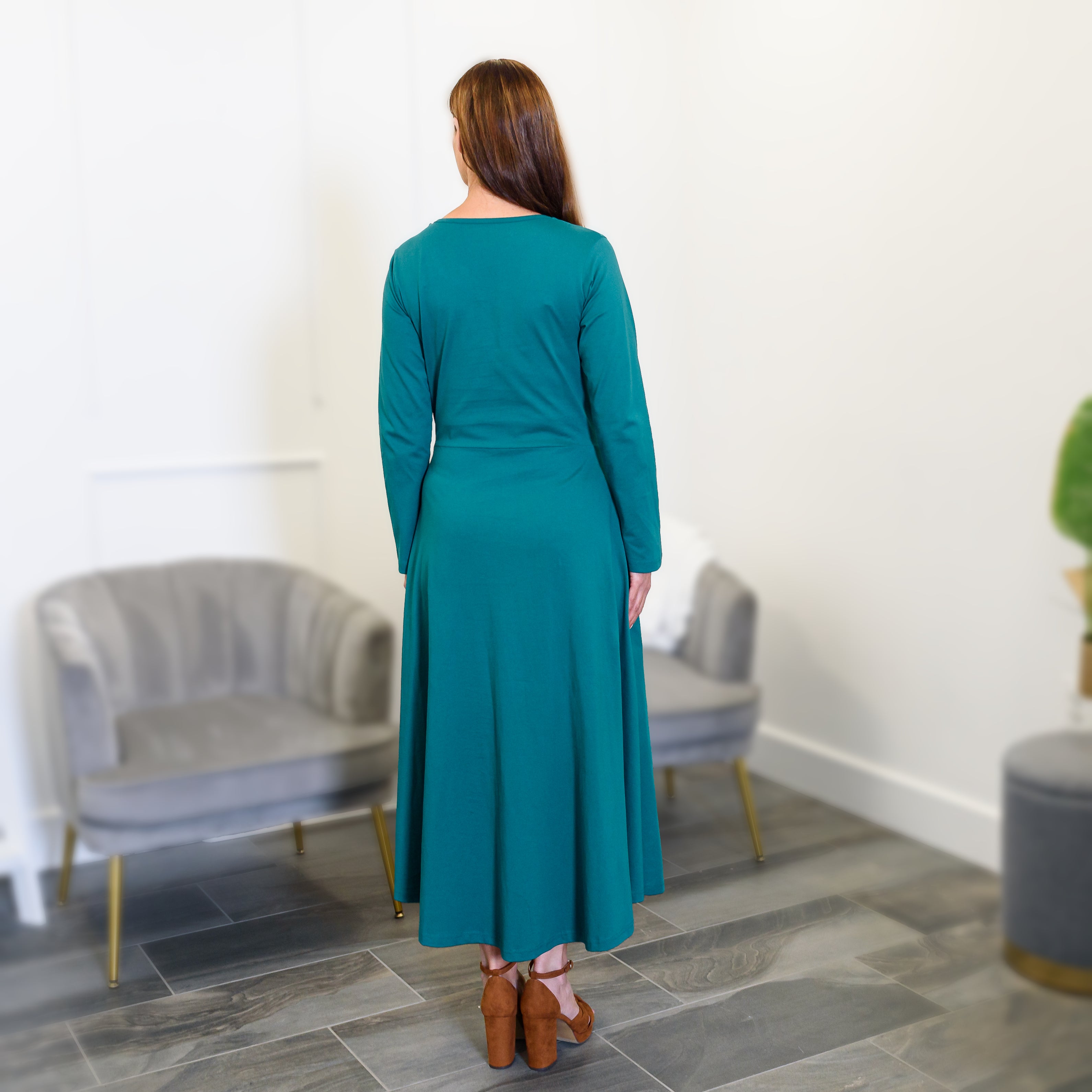 Alexandrite Midi Fit & Flare Dress with Pockets