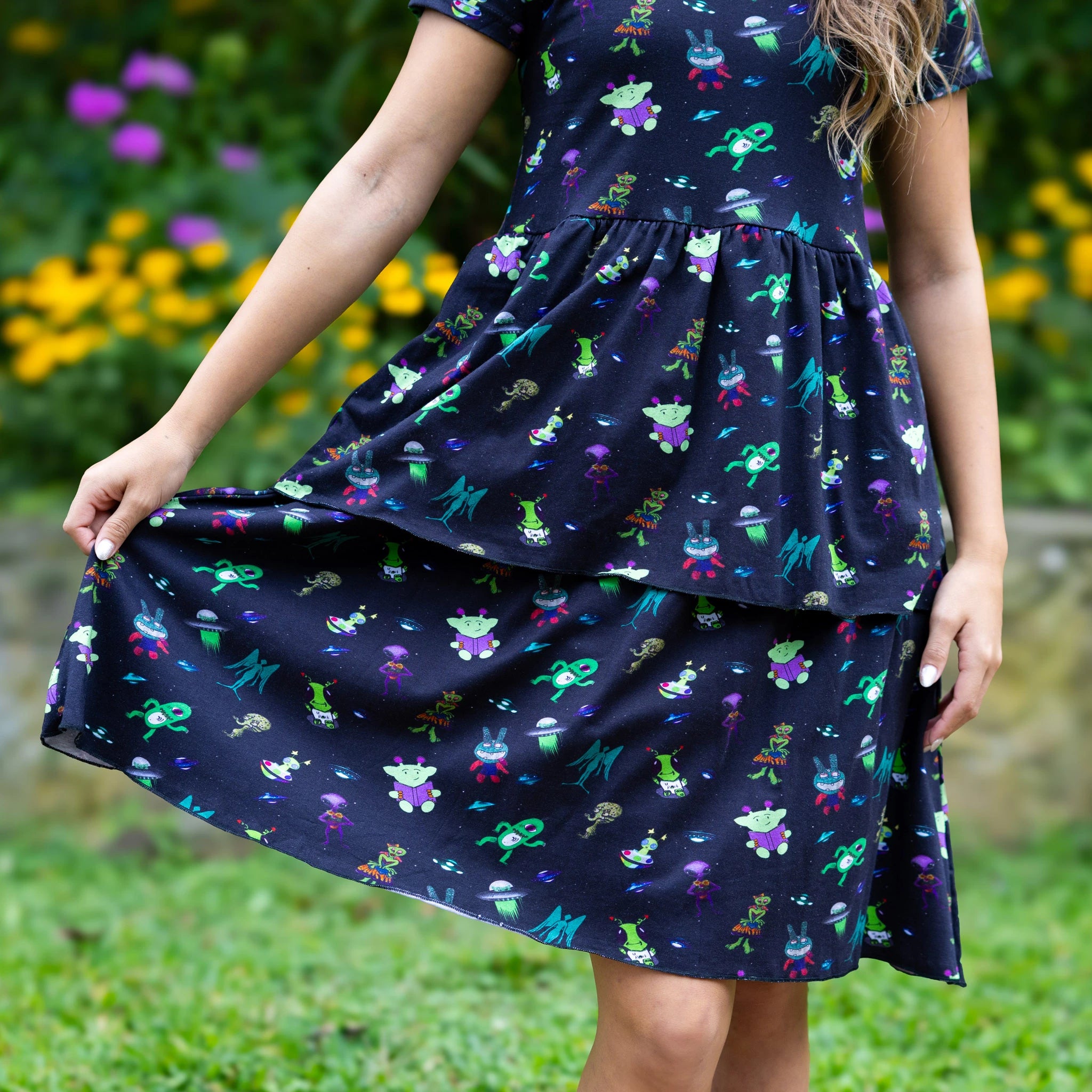 Aliens Art Kids Layered Dress
