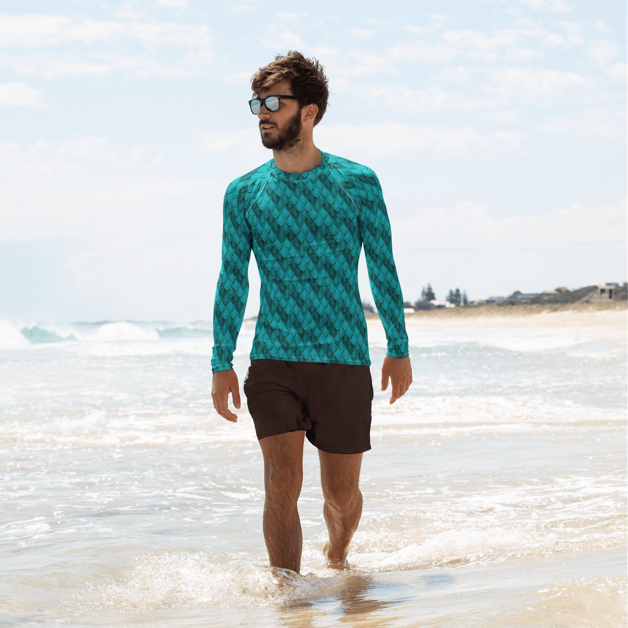 Teal Dragon Scales Unisex Rash Guard (POD)