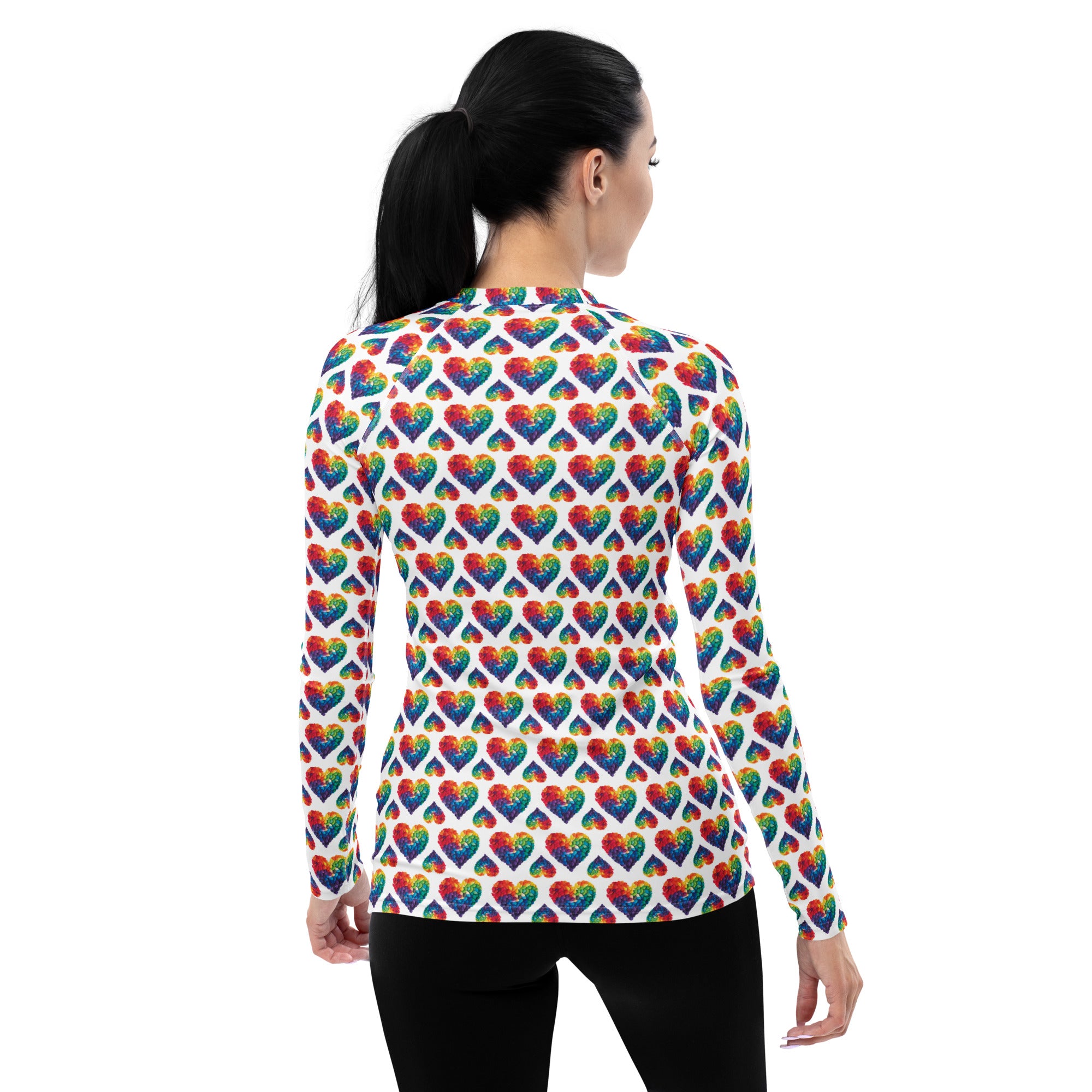 Rainbow Blossom Hearts Rash Guard Top (POD)