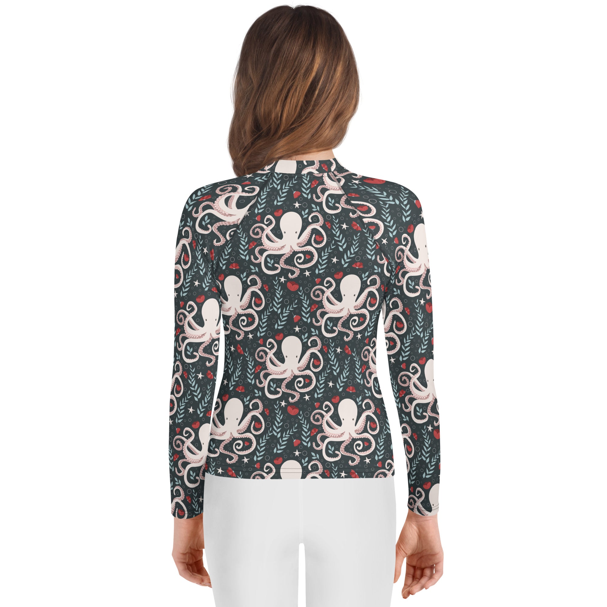 Floral Octopus Youth Rash Guard (POD)