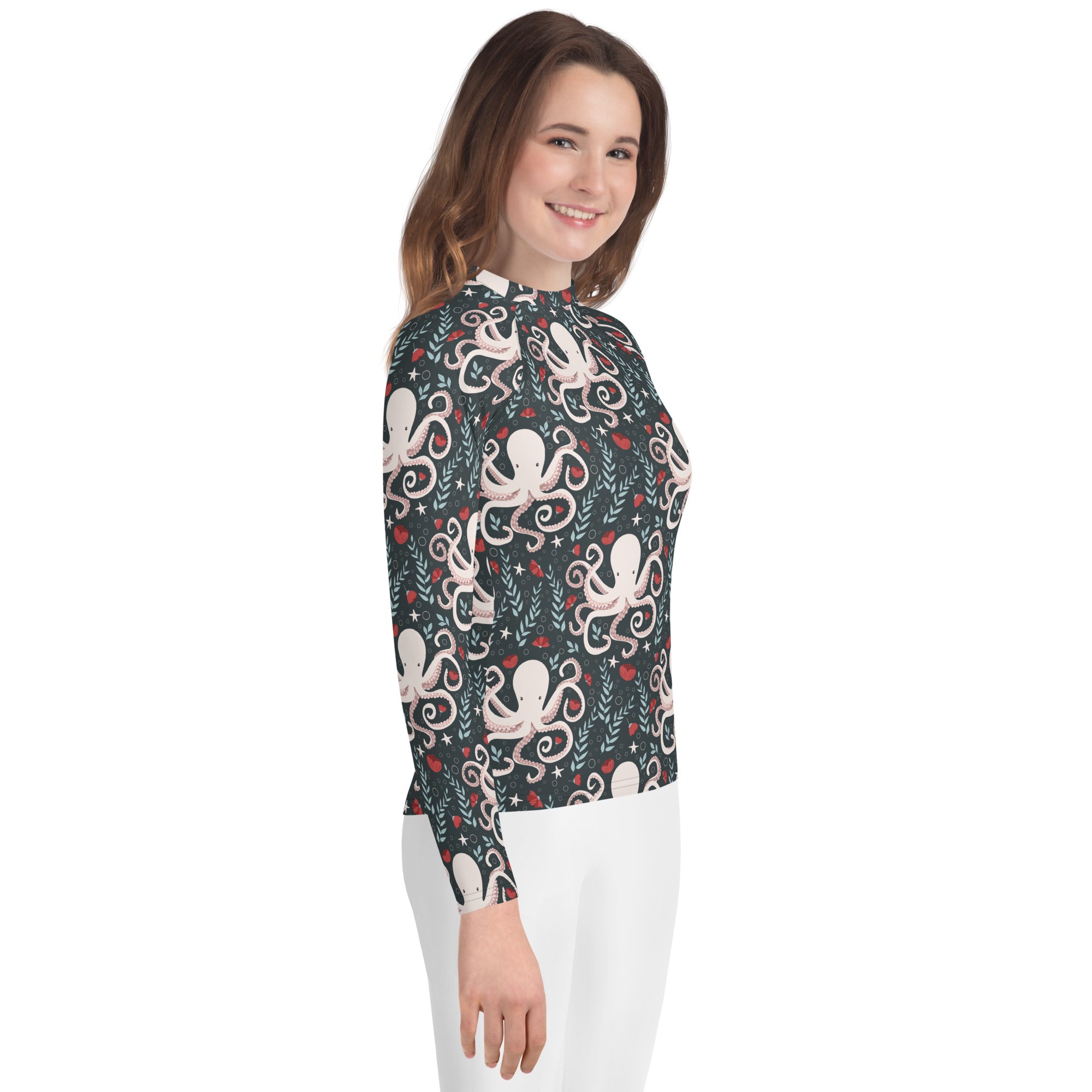 Floral Octopus Youth Rash Guard (POD)
