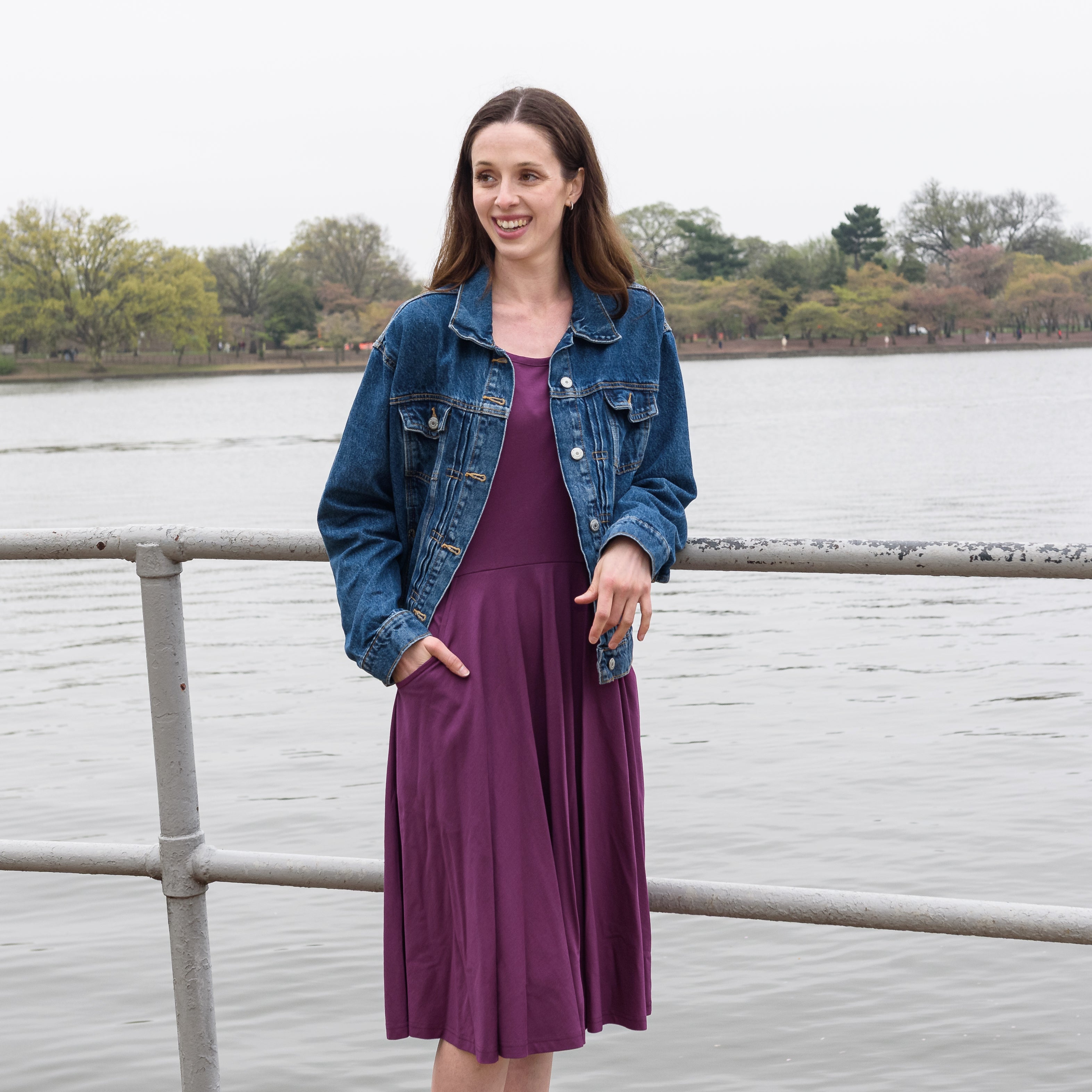 Amaranth Twirl Dress with Pockets