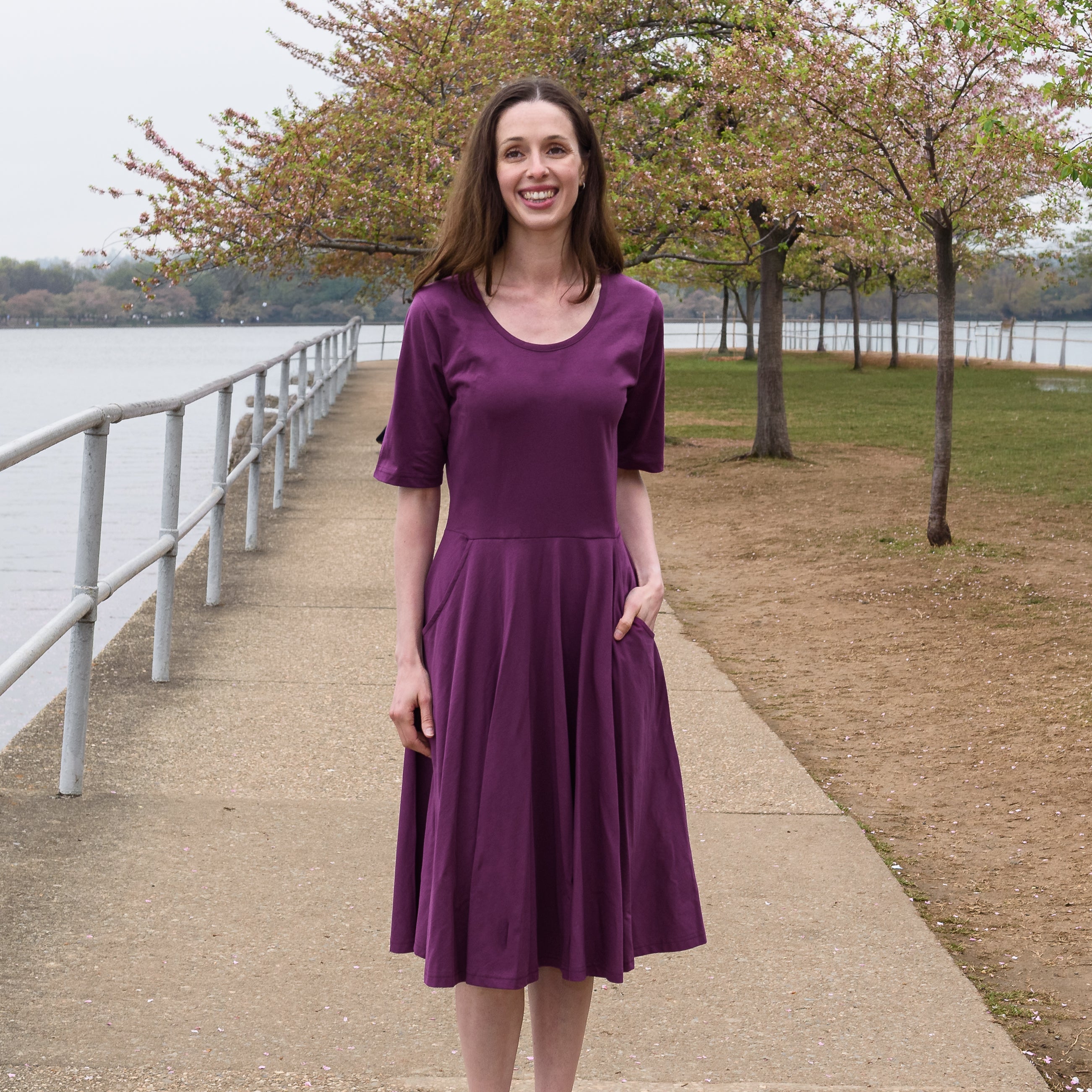 Amaranth Twirl Dress with Pockets