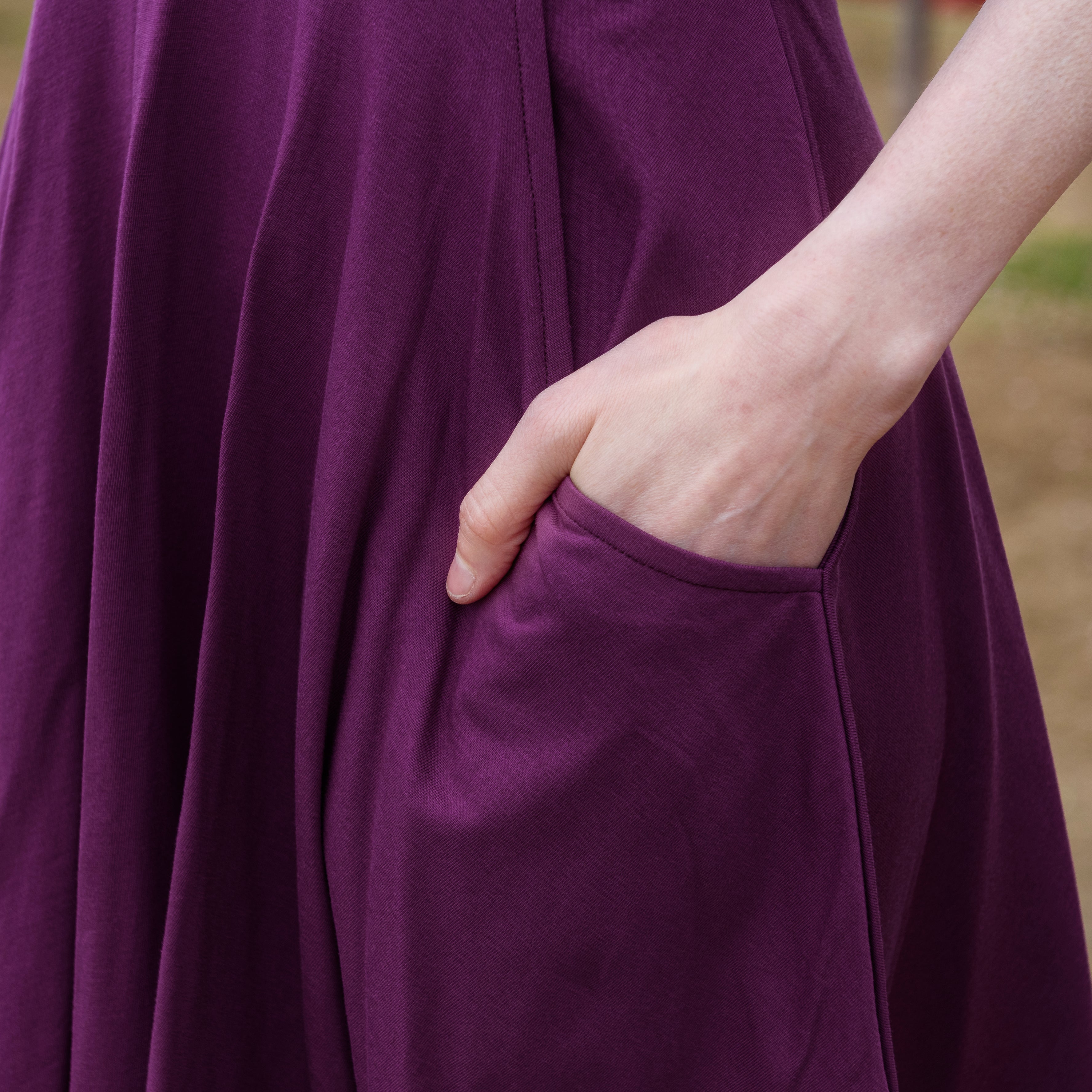 Amaranth Twirl Dress with Pockets