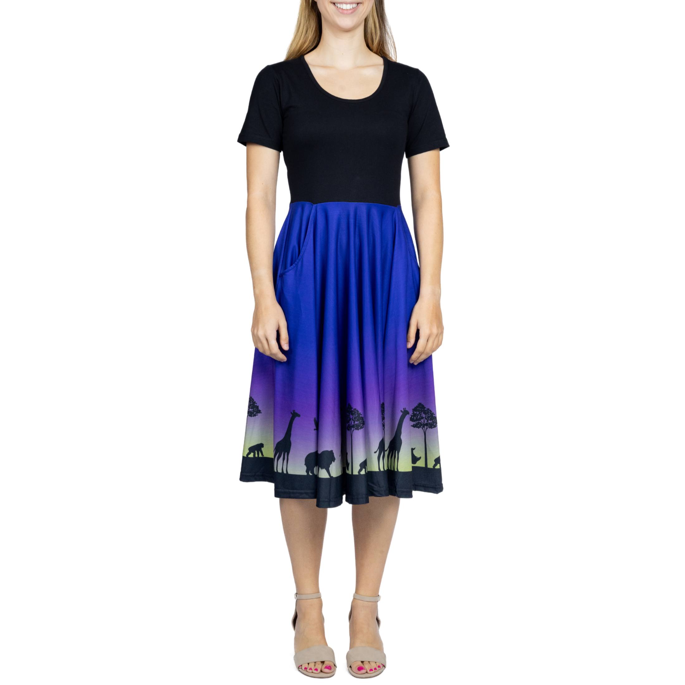 Animal Silhouette Full Twirl Dress with Pockets