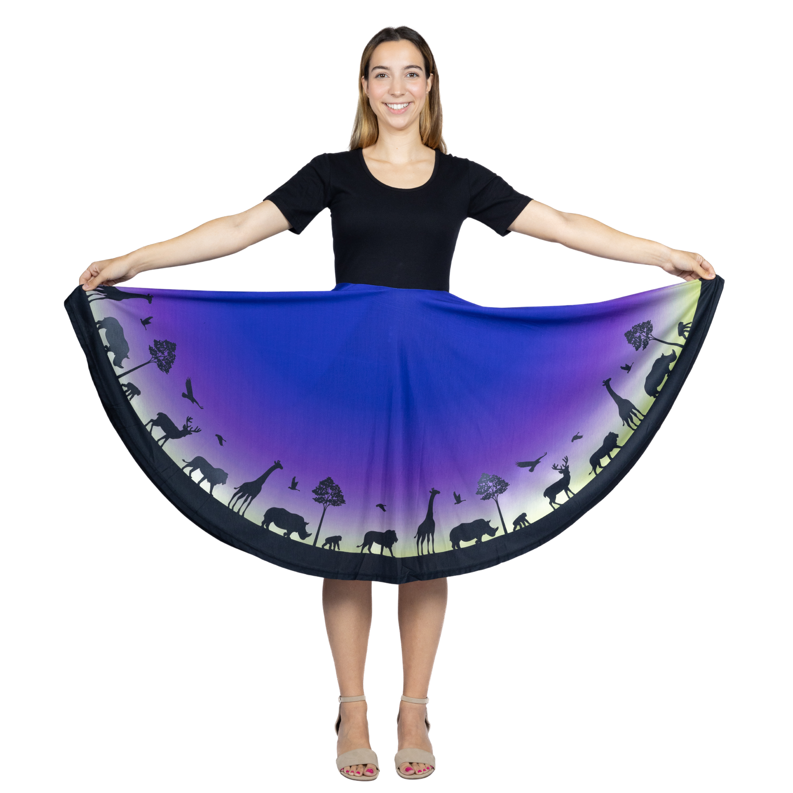 Animal Silhouette Full Twirl Dress with Pockets