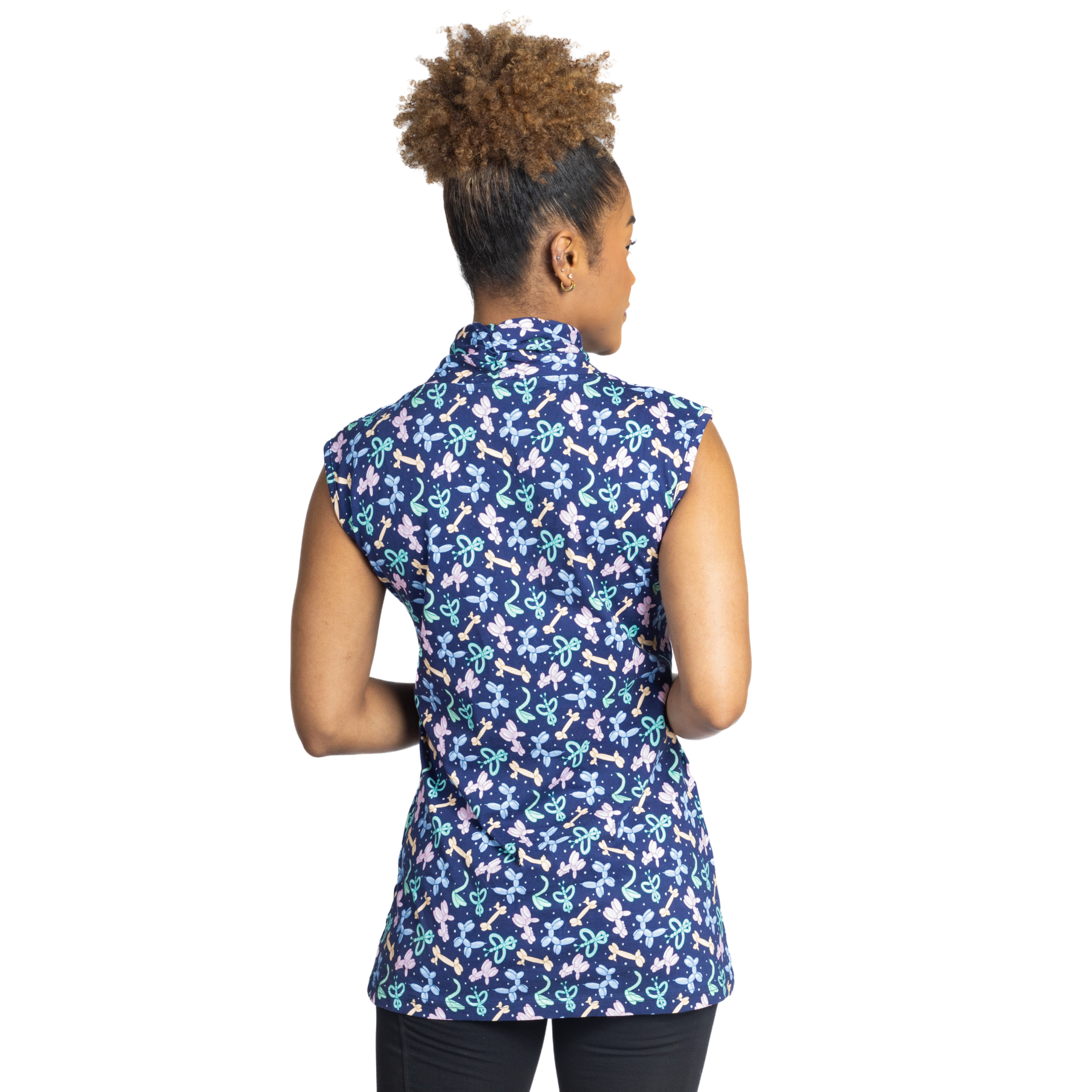 Balloon Animals Tie Neck Sleeveless Top