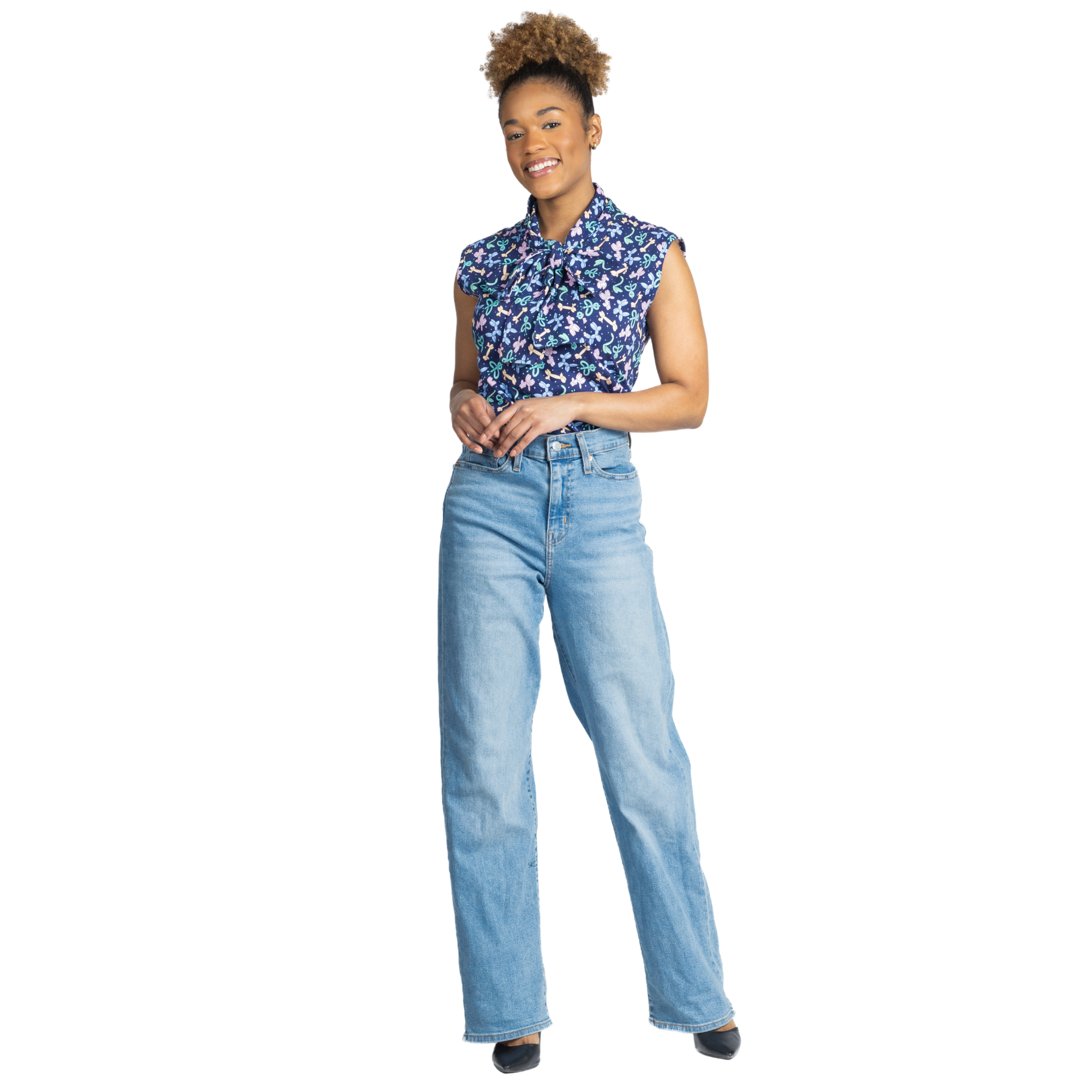 Balloon Animals Tie Neck Sleeveless Top