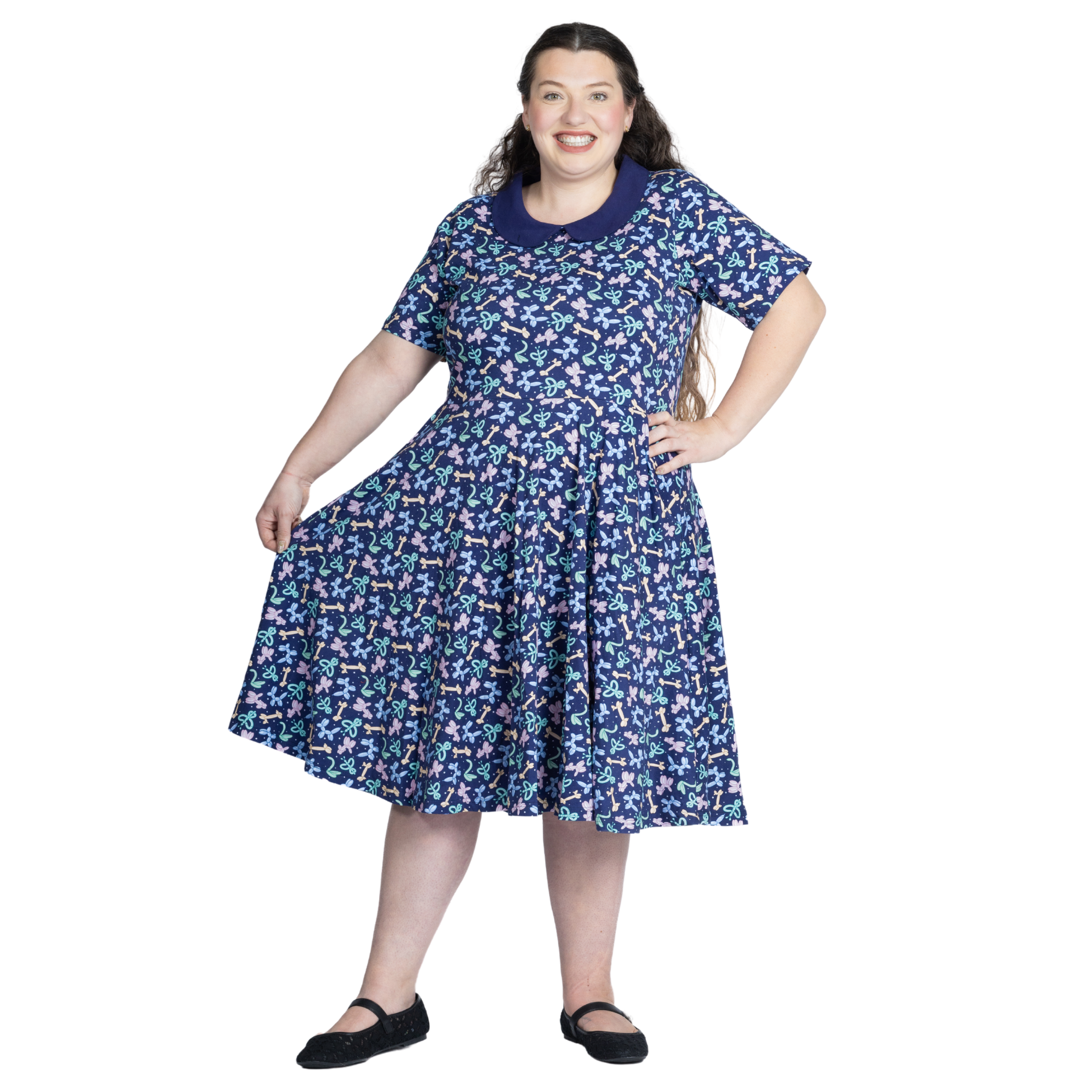 Balloon Animals Collared Twirl Dress