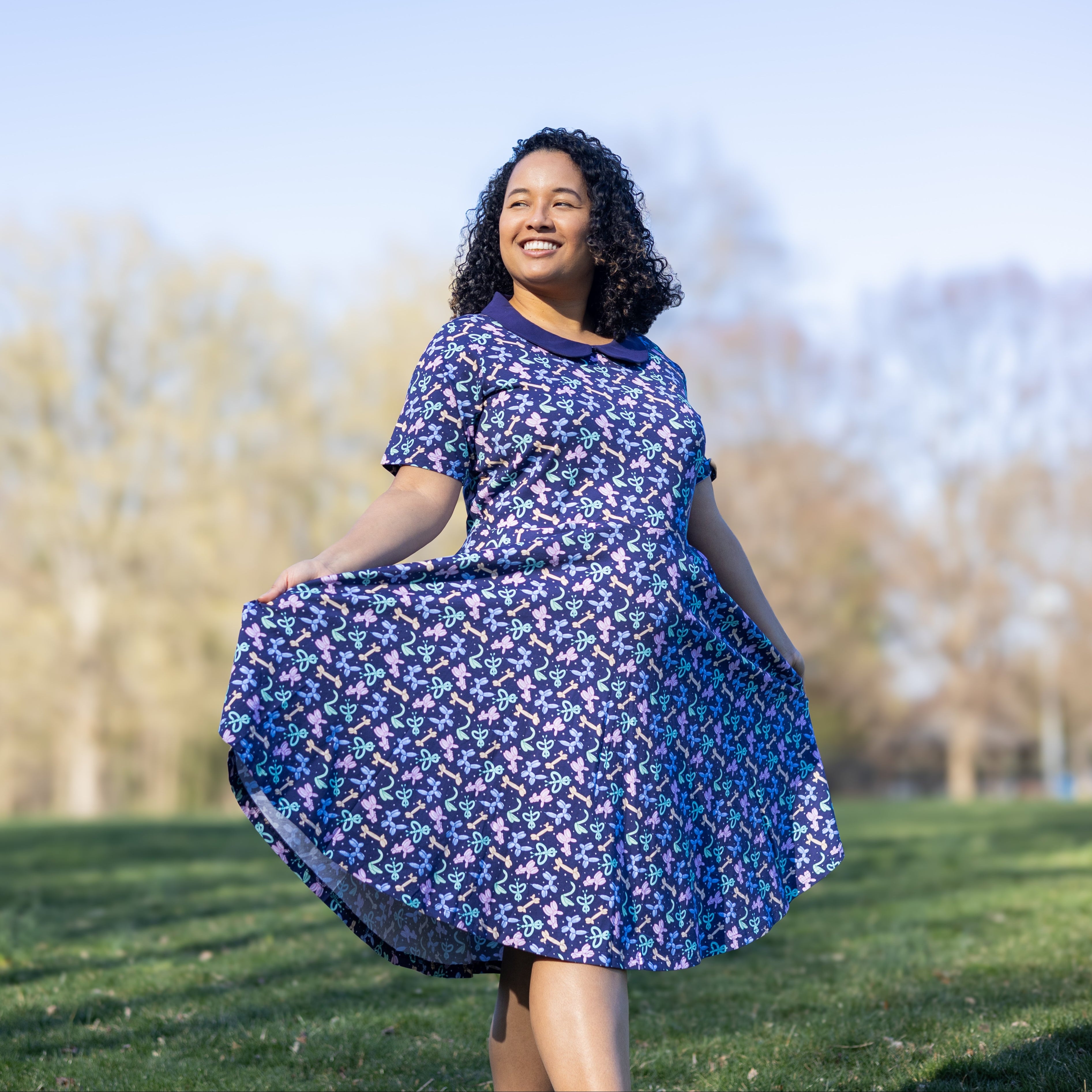 Balloon Animals Collared Twirl Dress