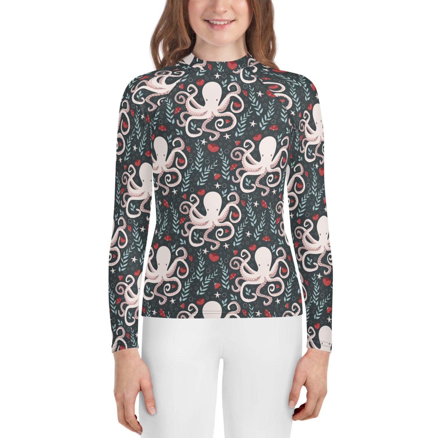 Floral Octopus Youth Rash Guard (POD)