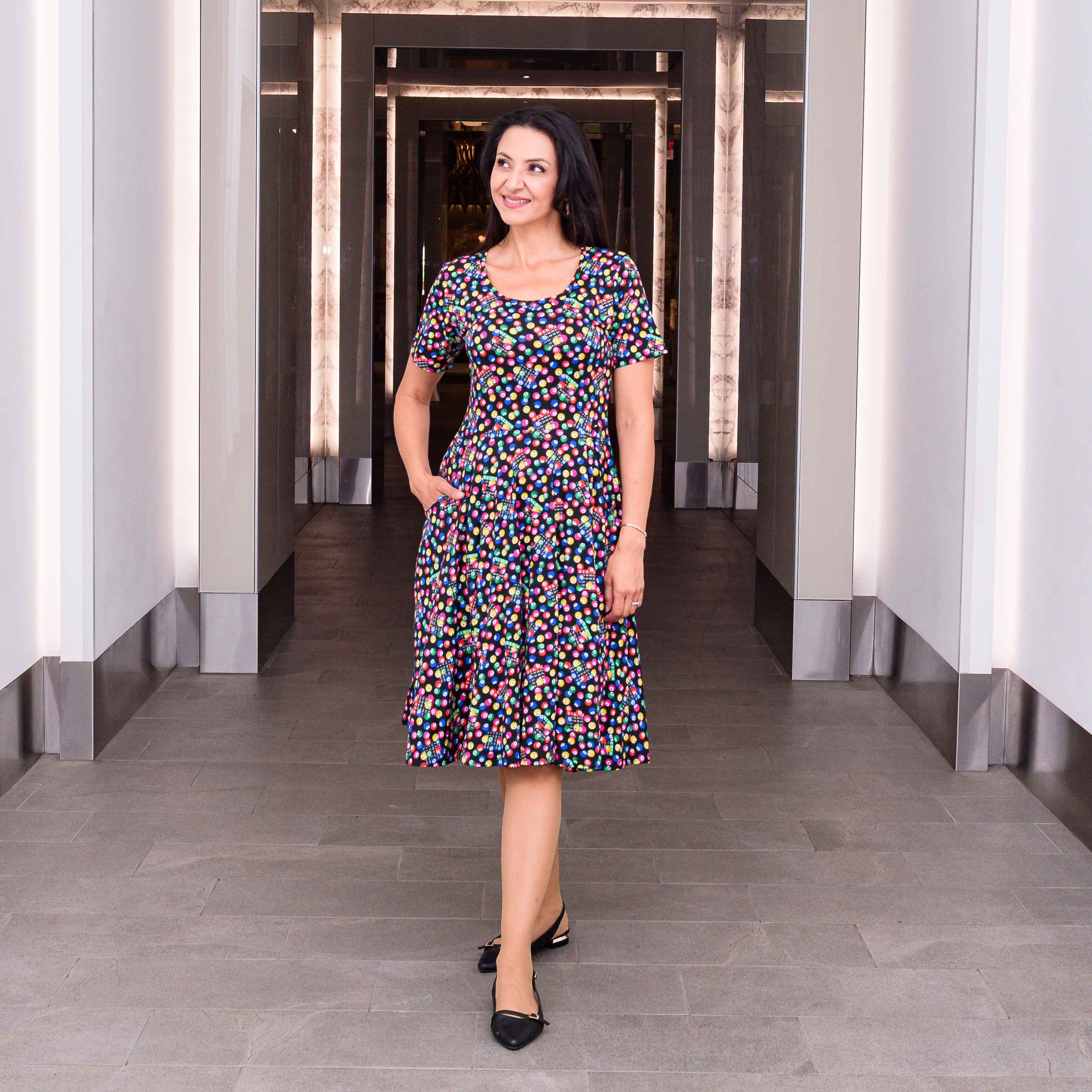 Bingo Time Twirl Dress with Pockets