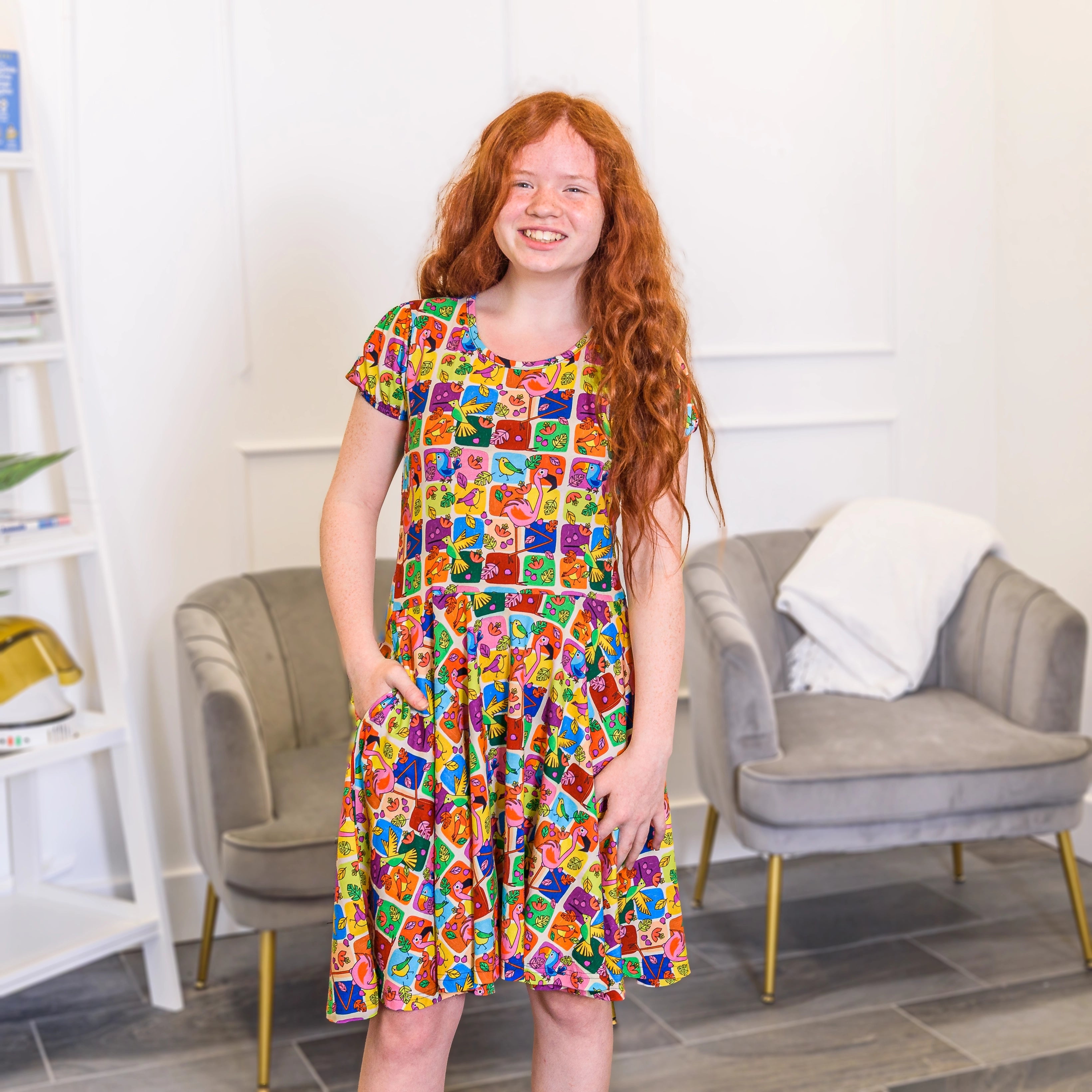 Birdacious Kids Twirl Dress with Pockets