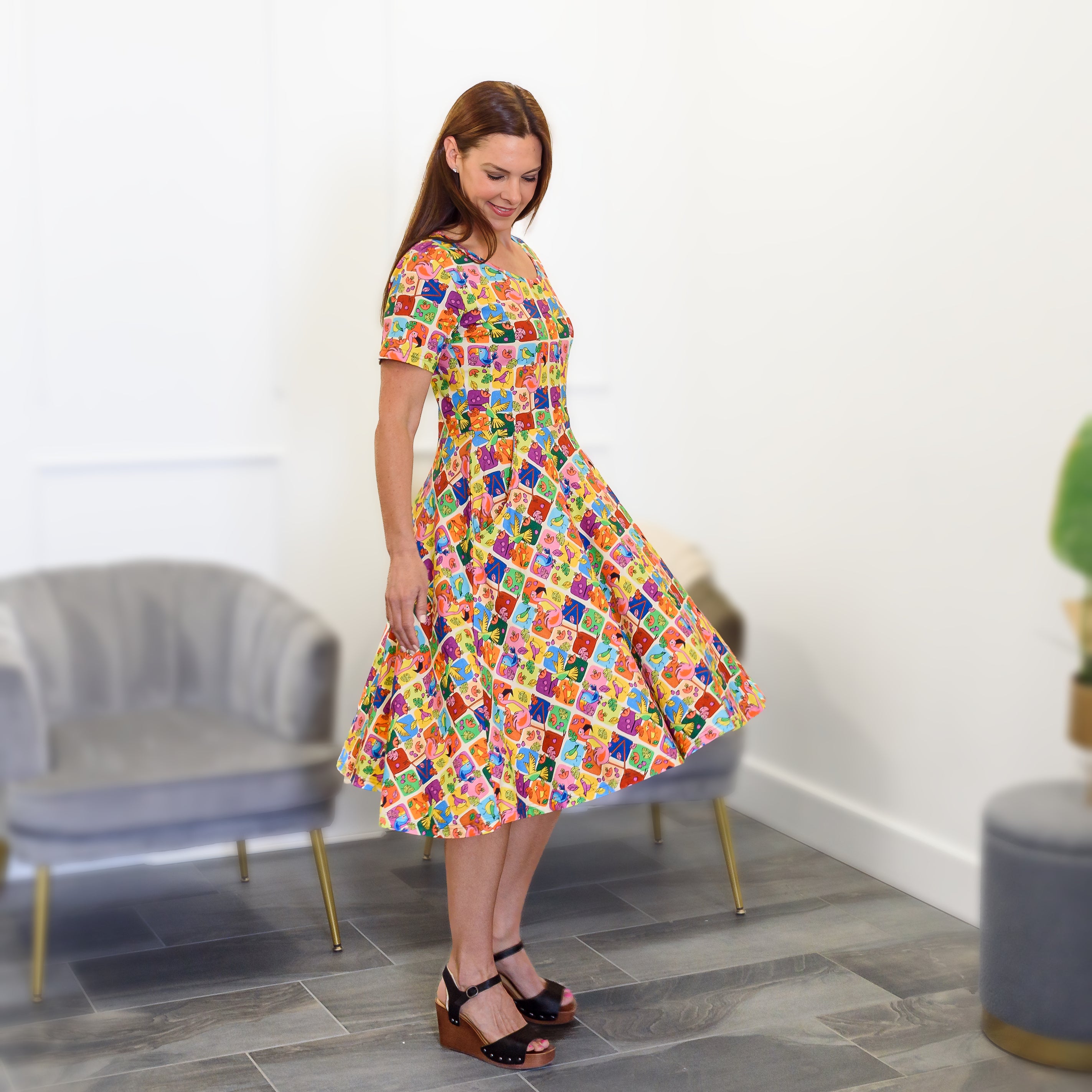 Birdacious Twirl Dress with Pockets