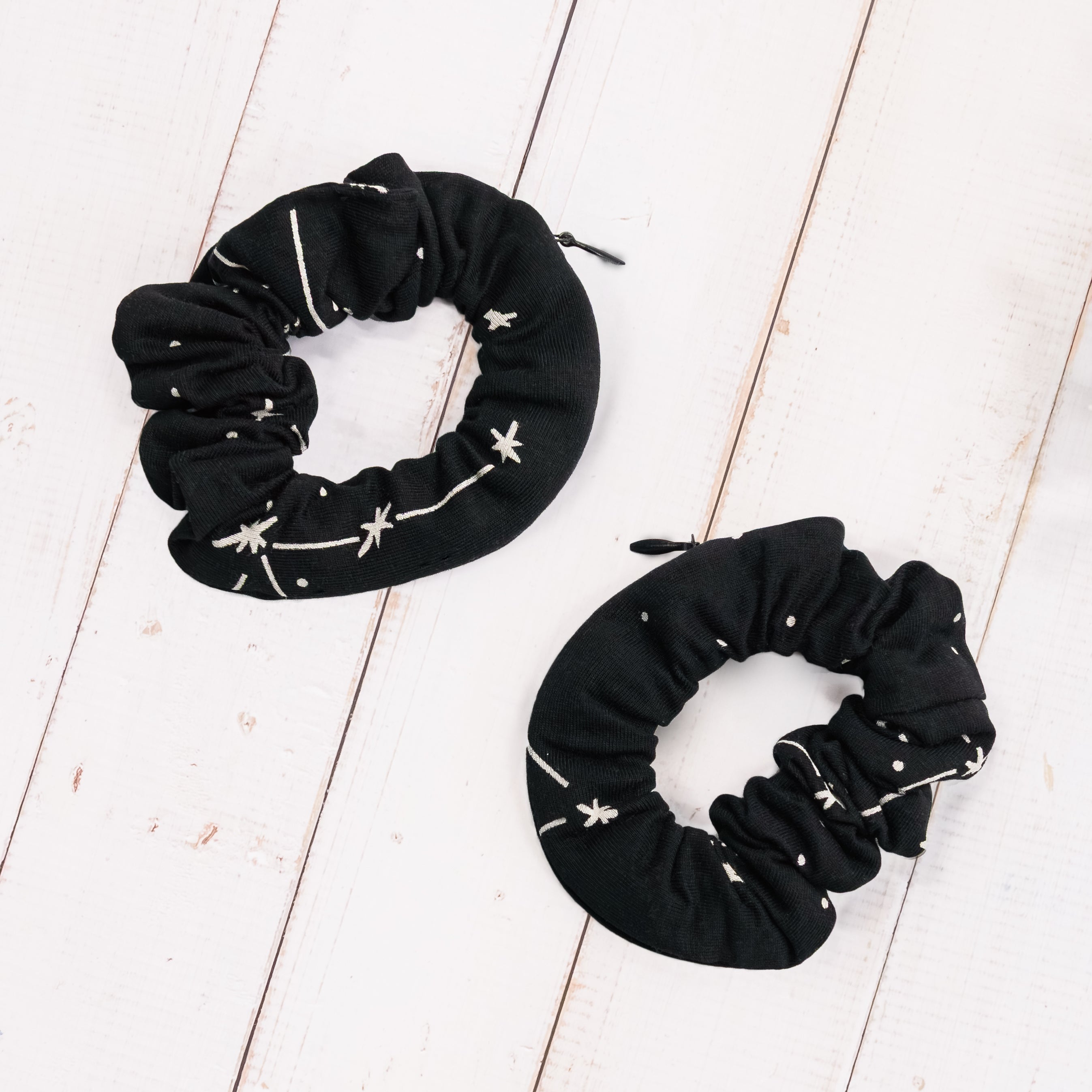 2-Pack Constellations Black Scrunchies with Pocket