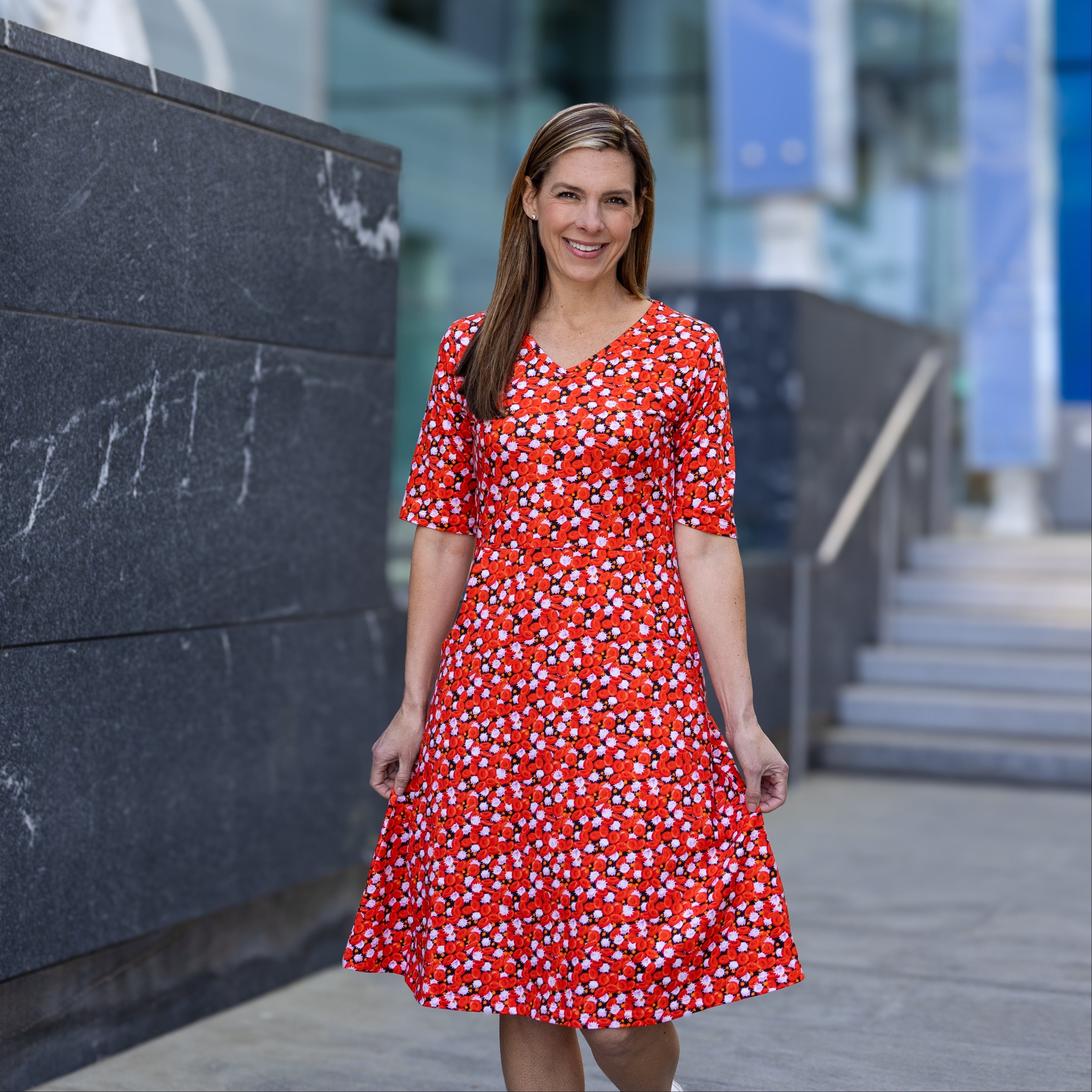 Blood Cells A-Line Dress (With Waist Seam)