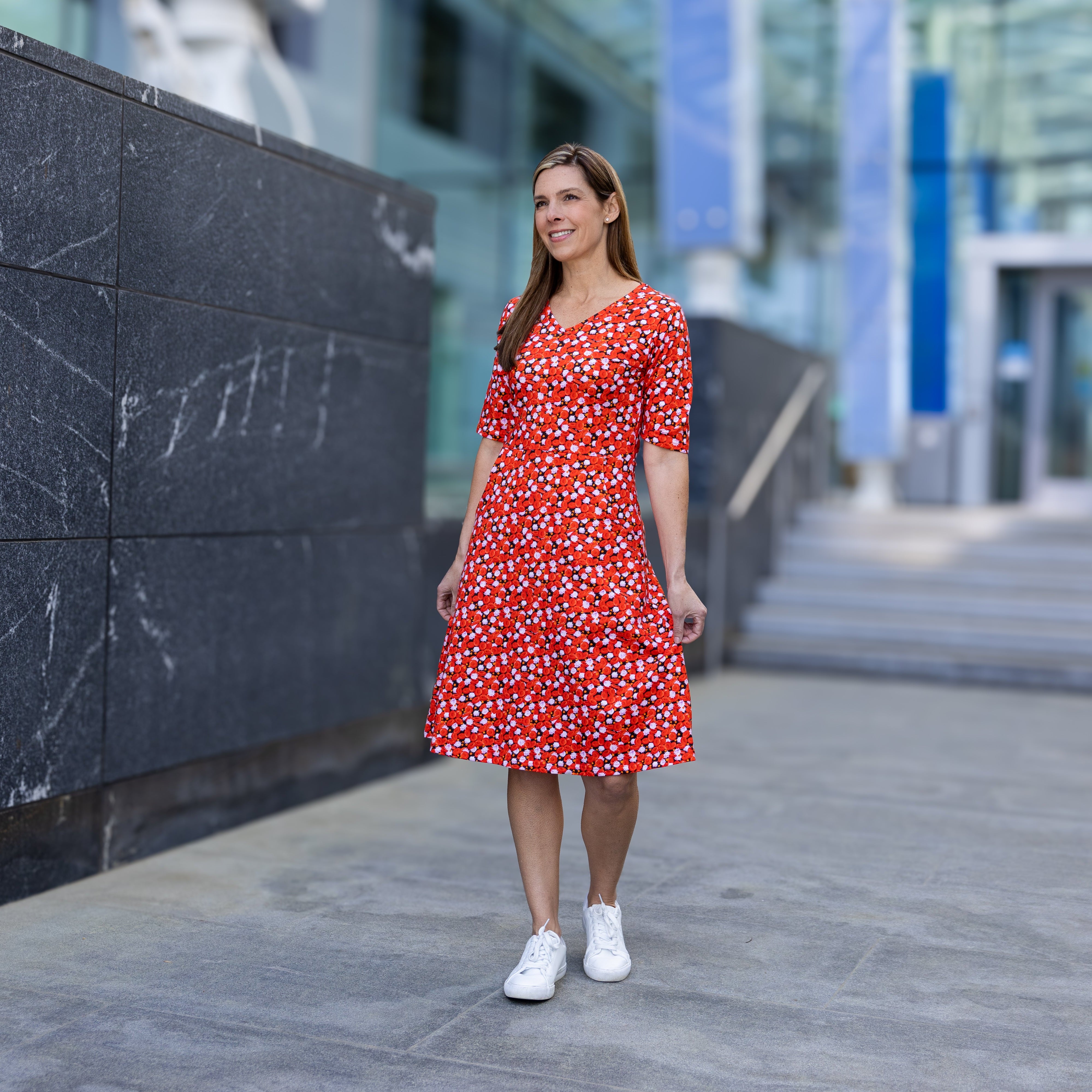 Blood Cells A-Line Dress (With Waist Seam)