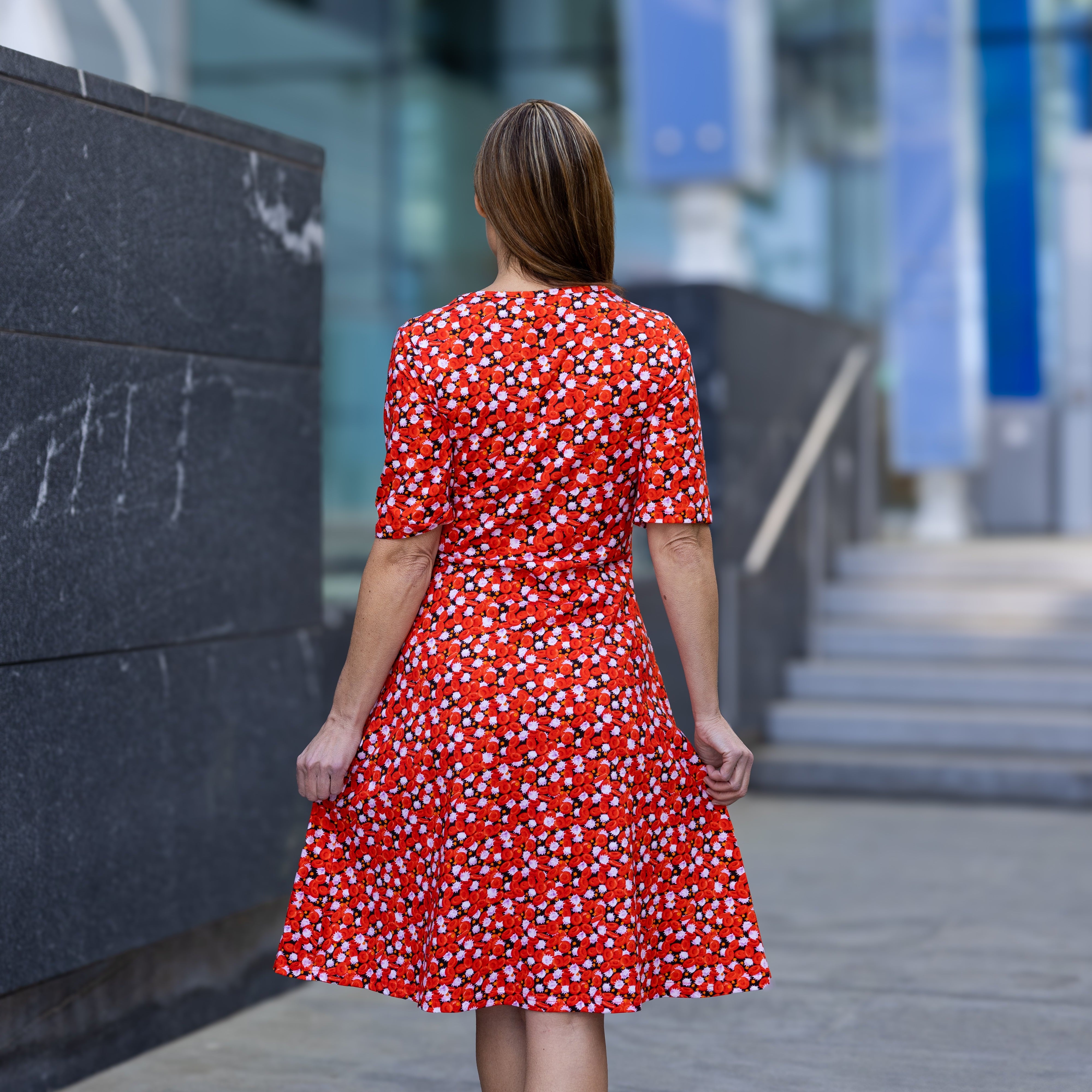 Blood Cells A-Line Dress (With Waist Seam)