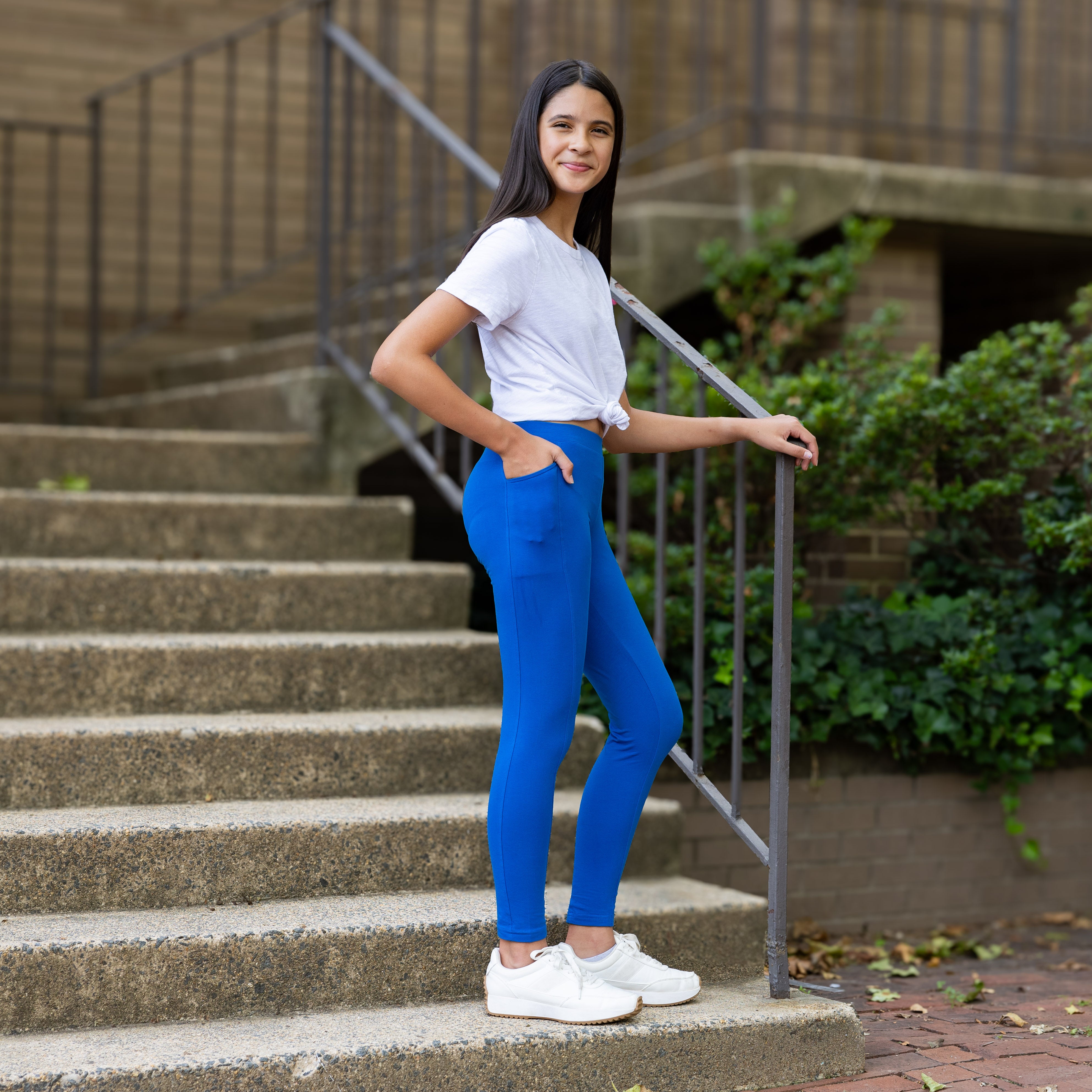 Blue Kids Leggings with Pockets