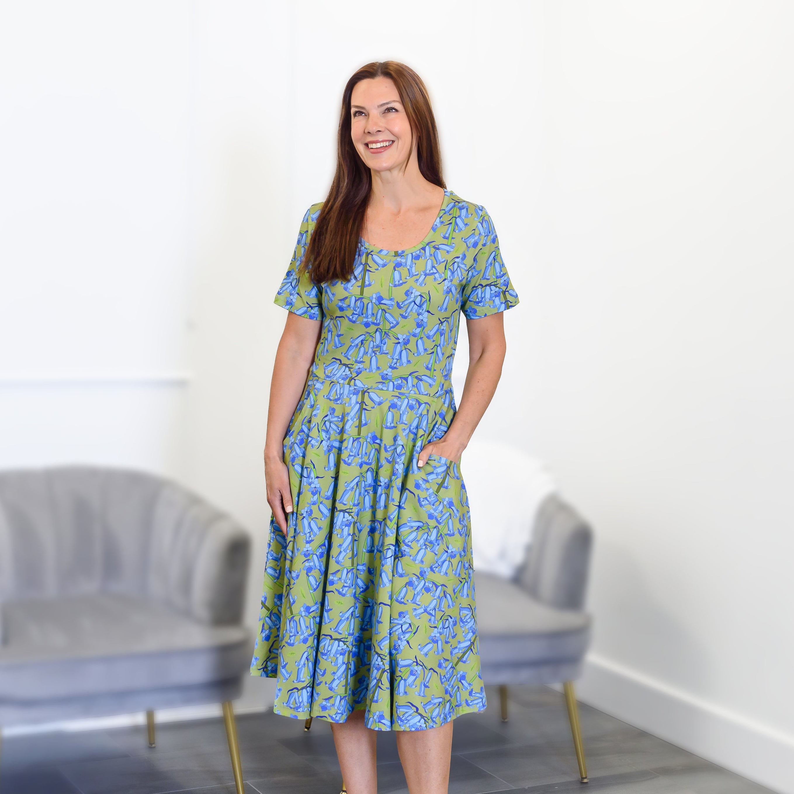 Bluebells Twirl Dress with Pockets