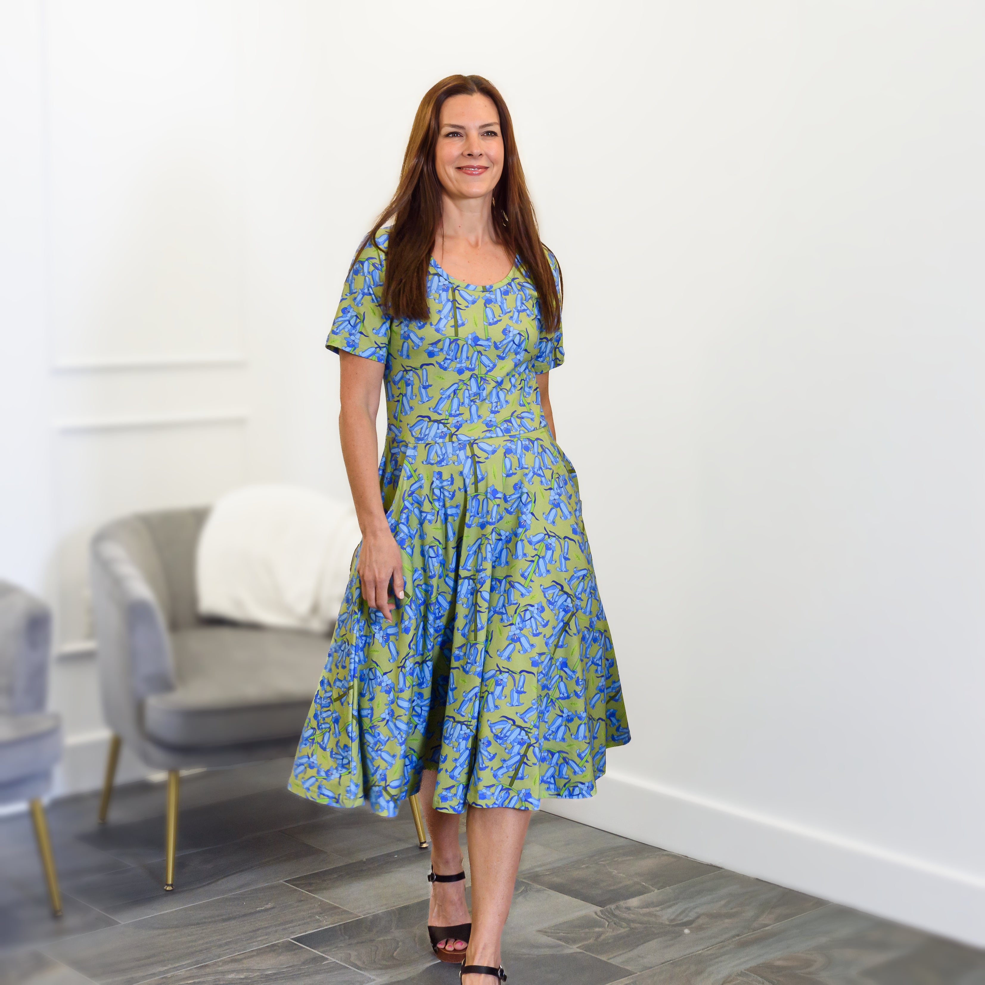 Bluebells Twirl Dress with Pockets