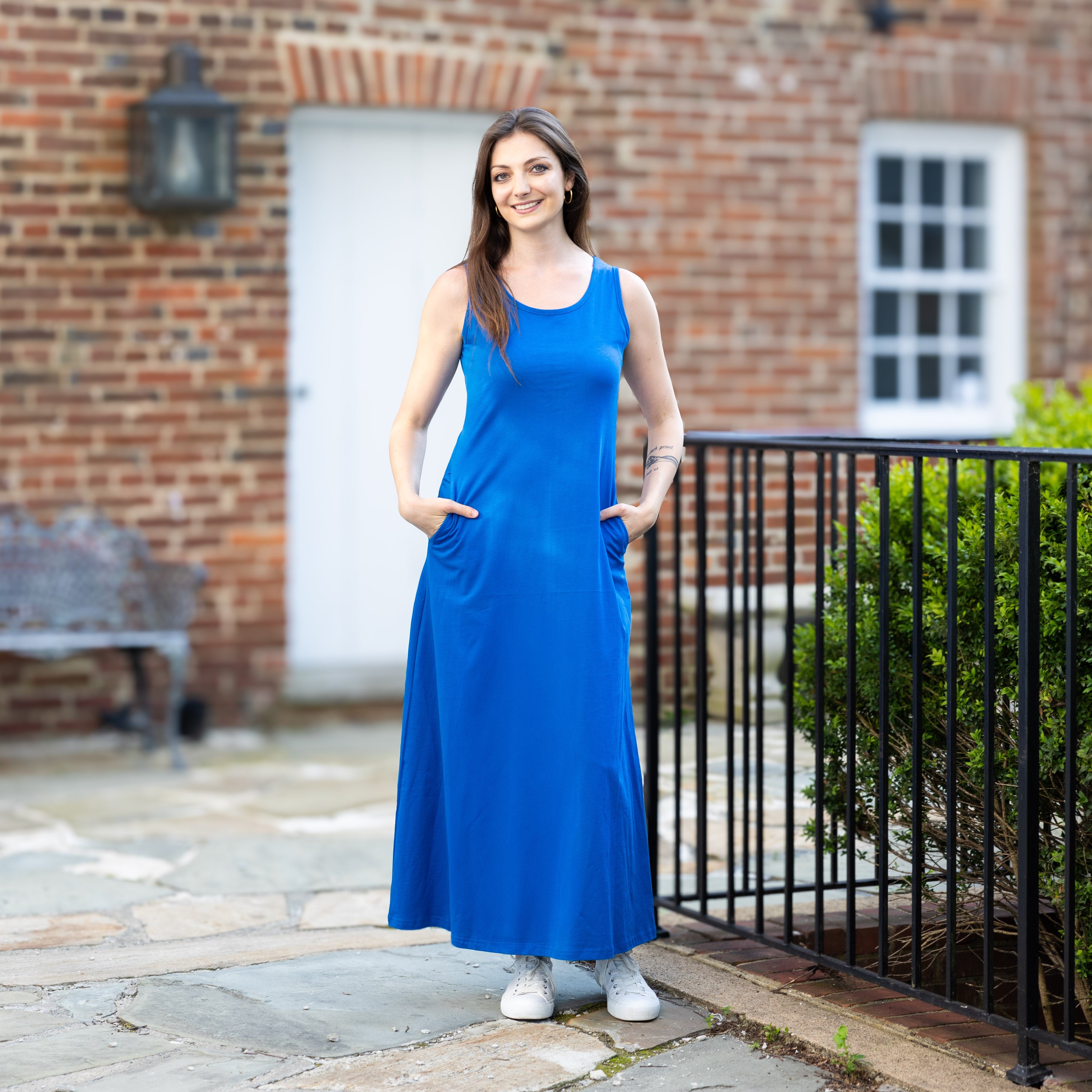 Blue Sleeveless Maxi Dress