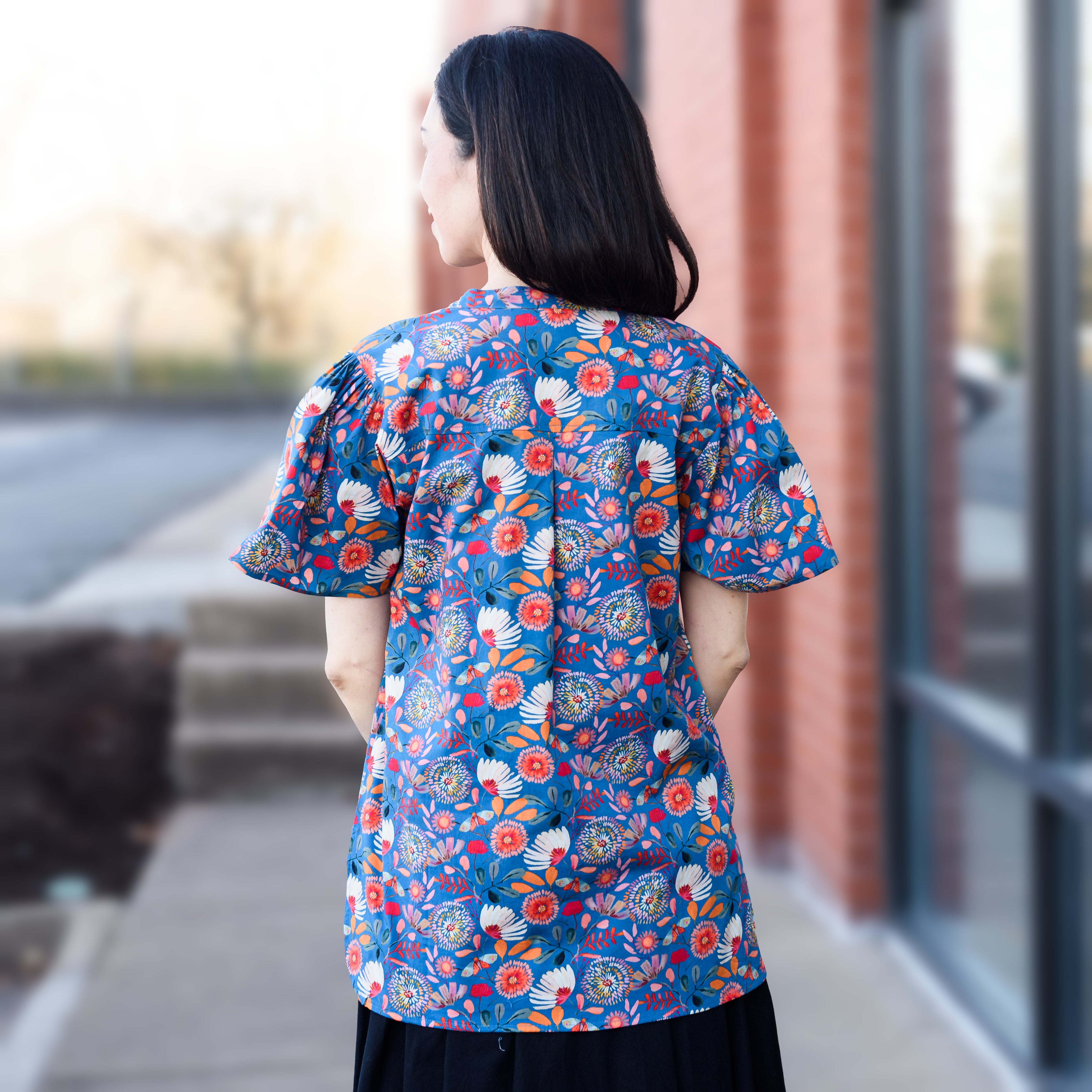 Botanical Blooms Woven Tunic Top