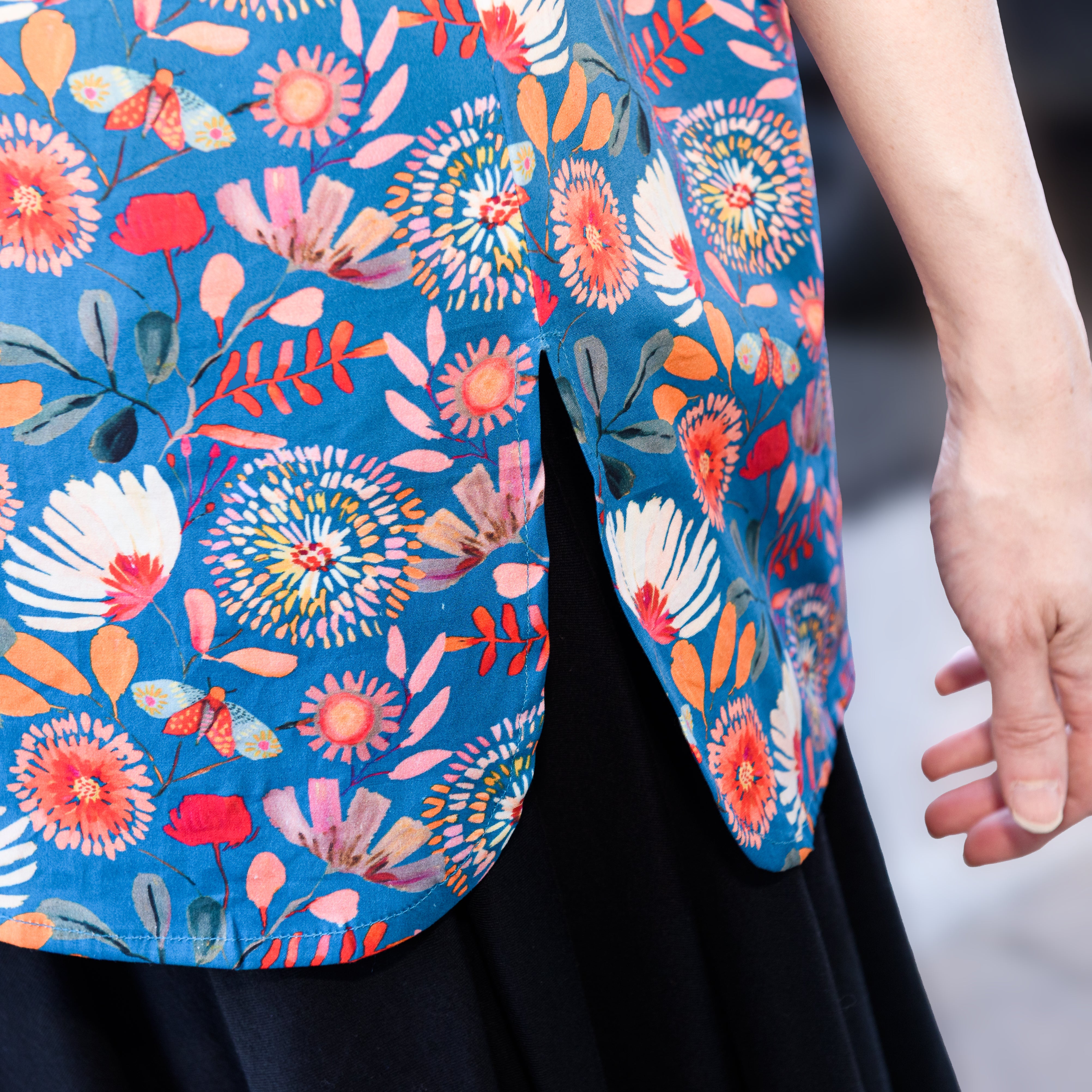 Botanical Blooms Woven Tunic Top