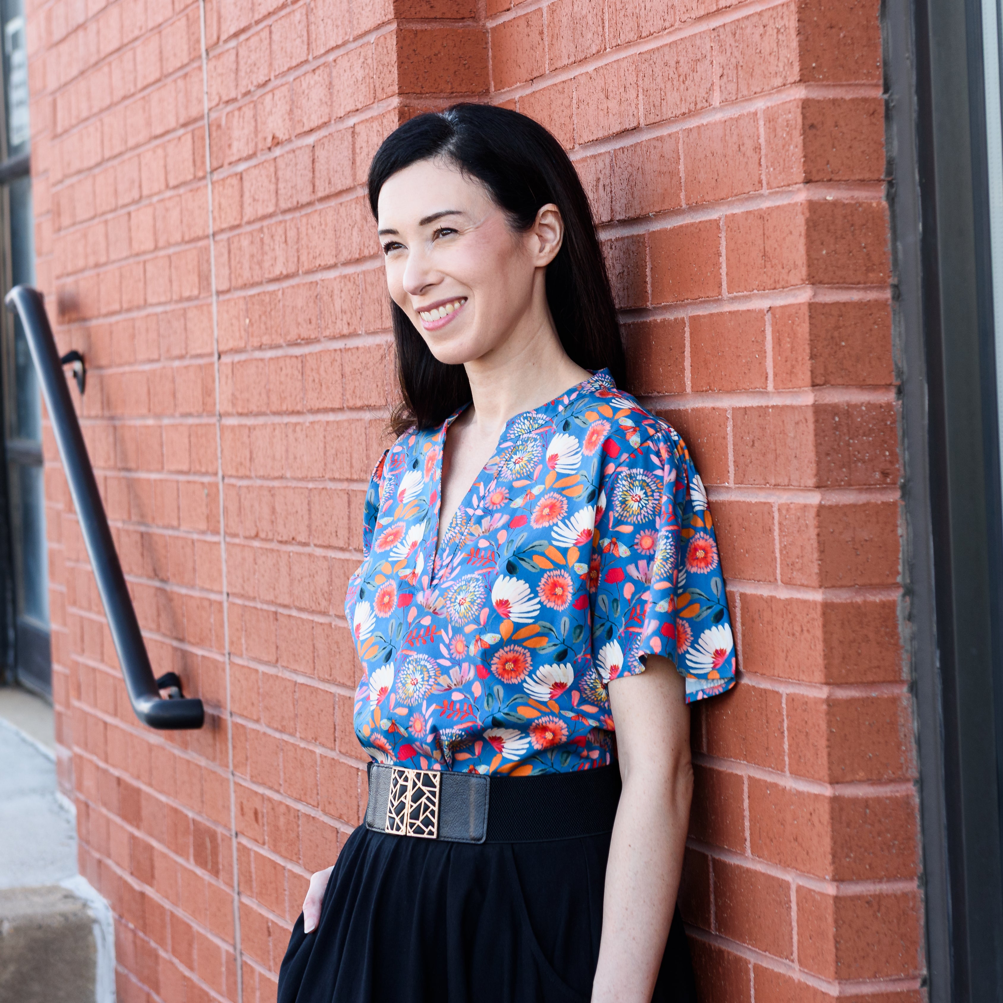 Botanical Blooms Woven Tunic Top