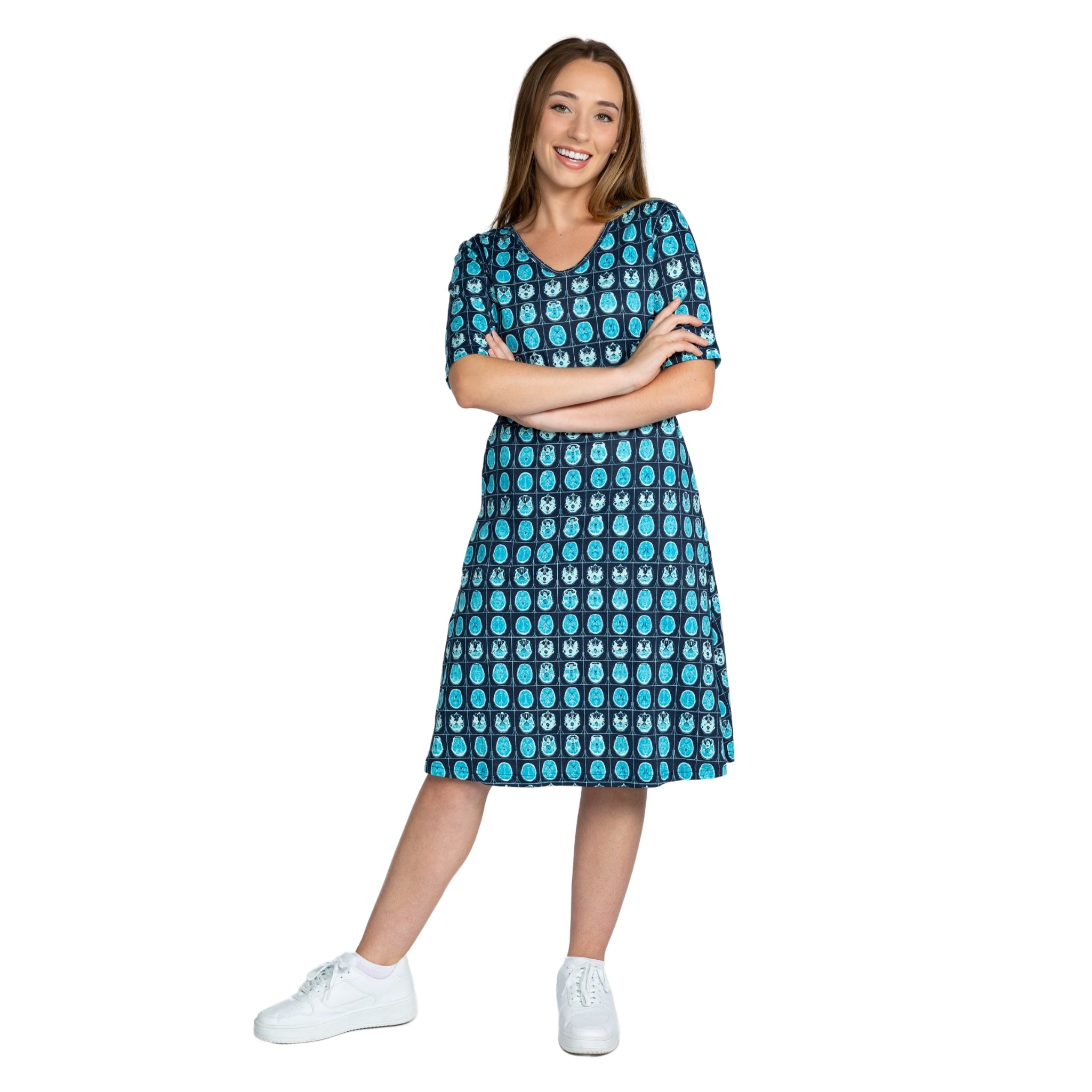 Brain Scans A-Line Dress with Pockets