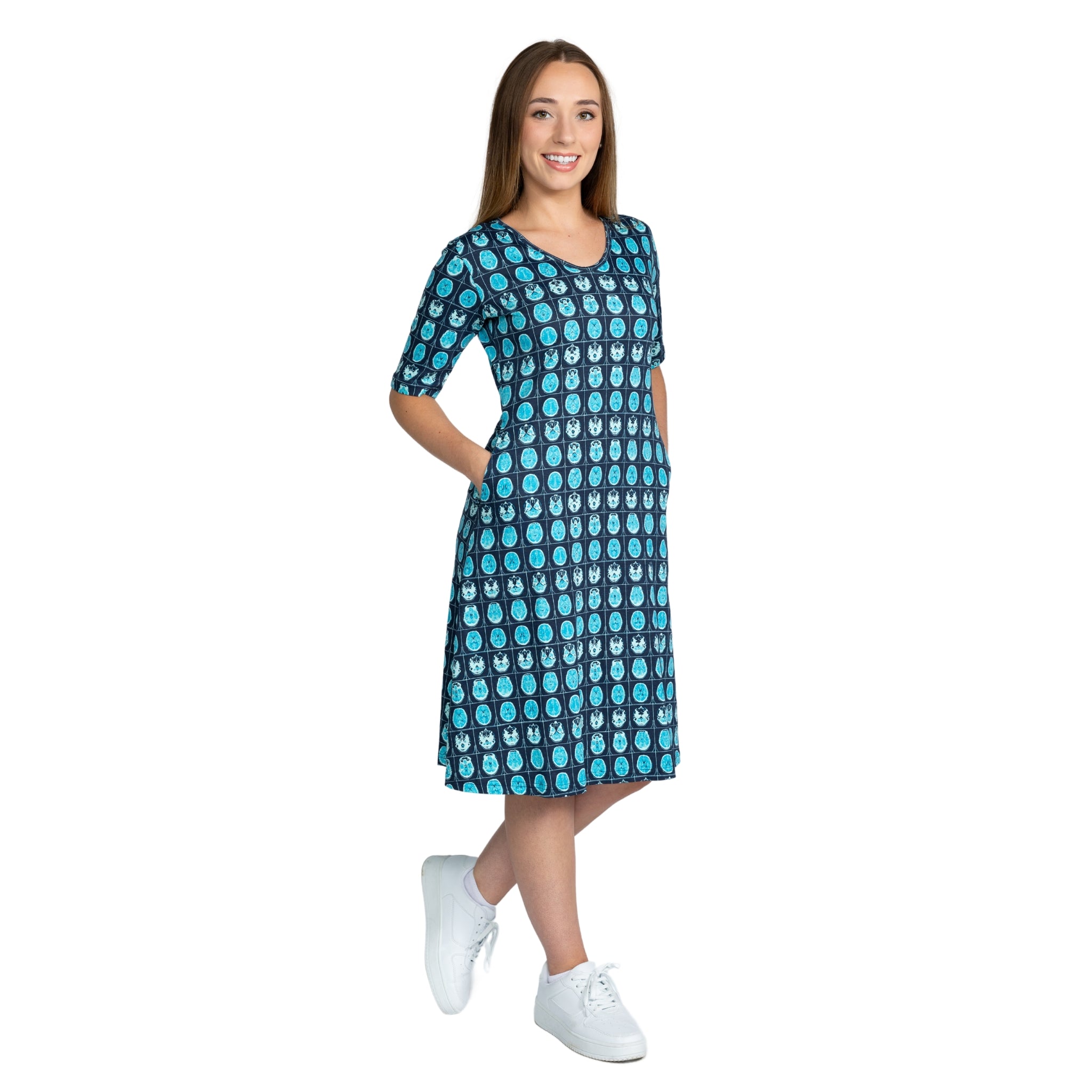 Brain Scans A-Line Dress with Pockets