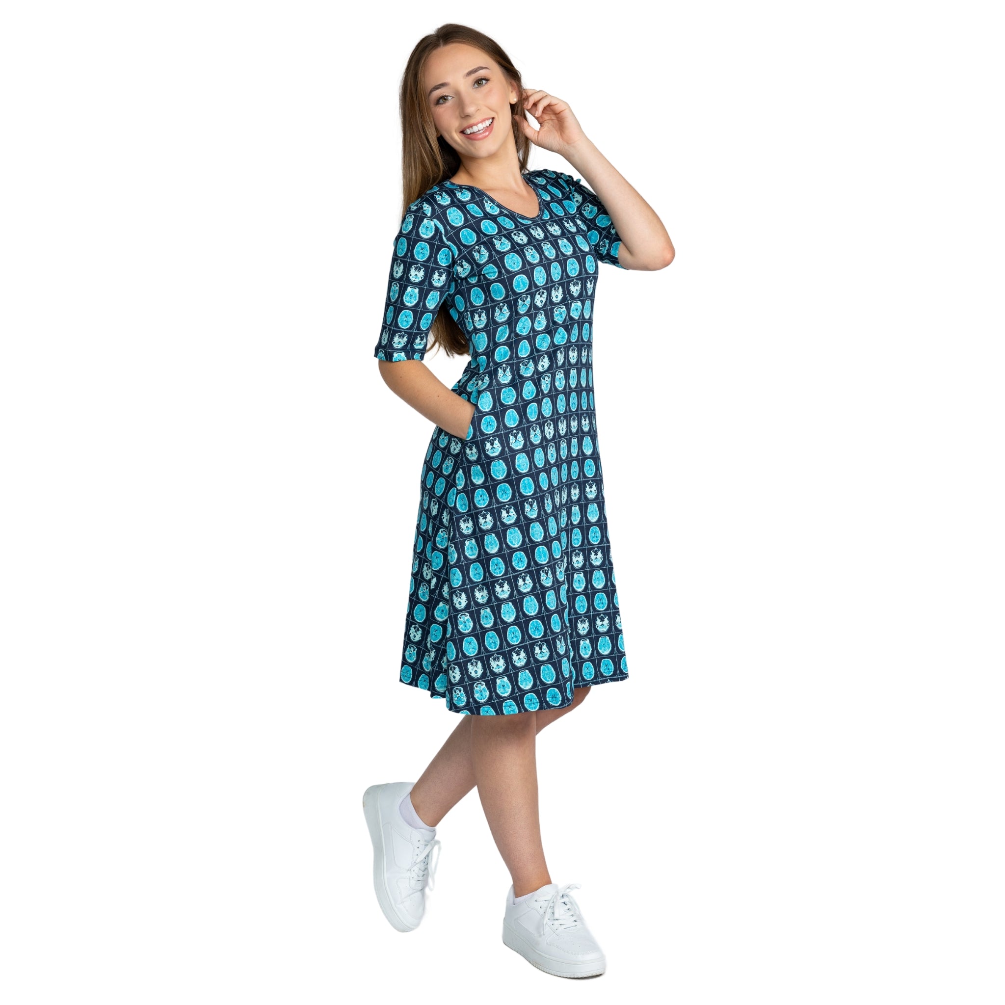 Brain Scans A-Line Dress with Pockets