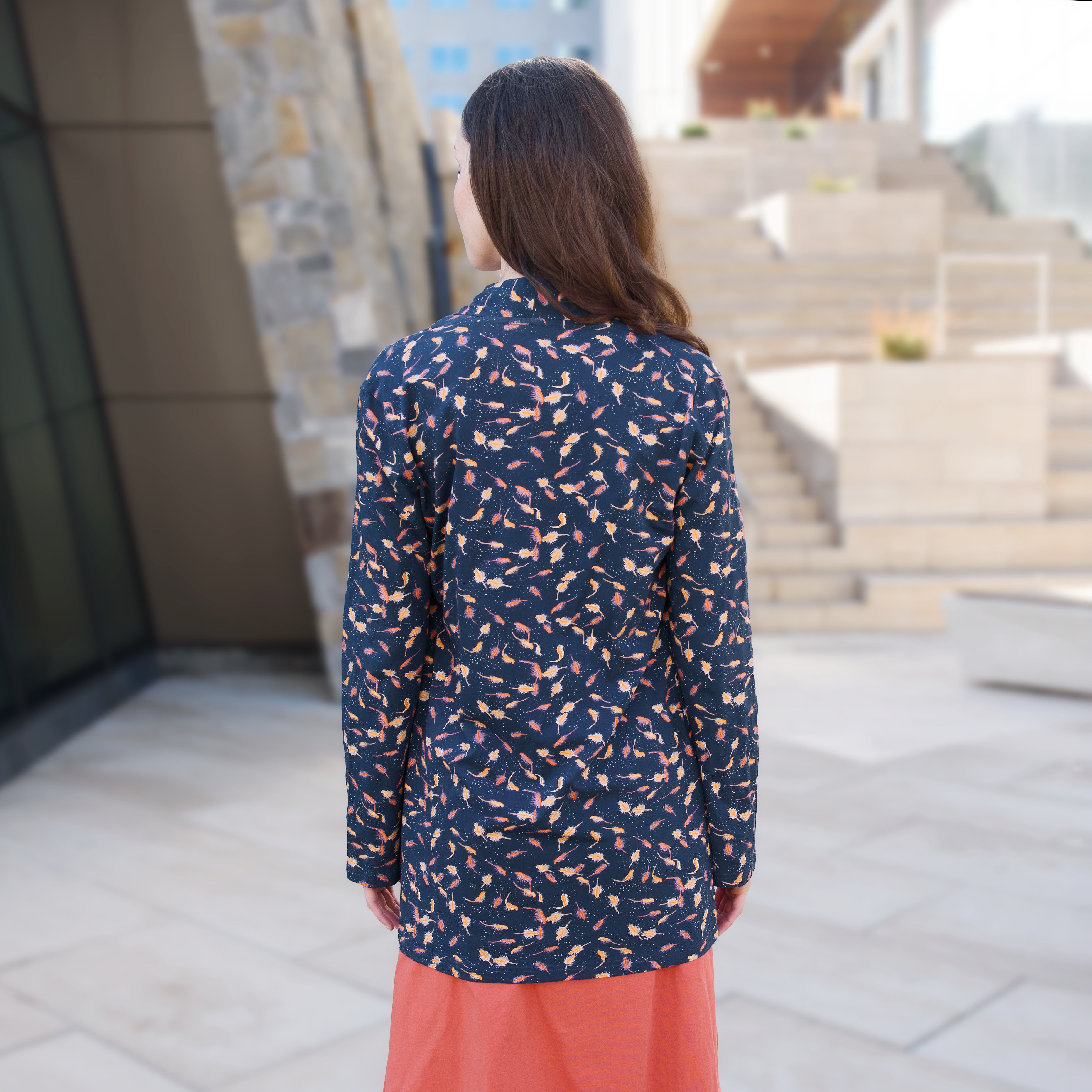 Brine Shrimp Printed Cardigan with Pockets