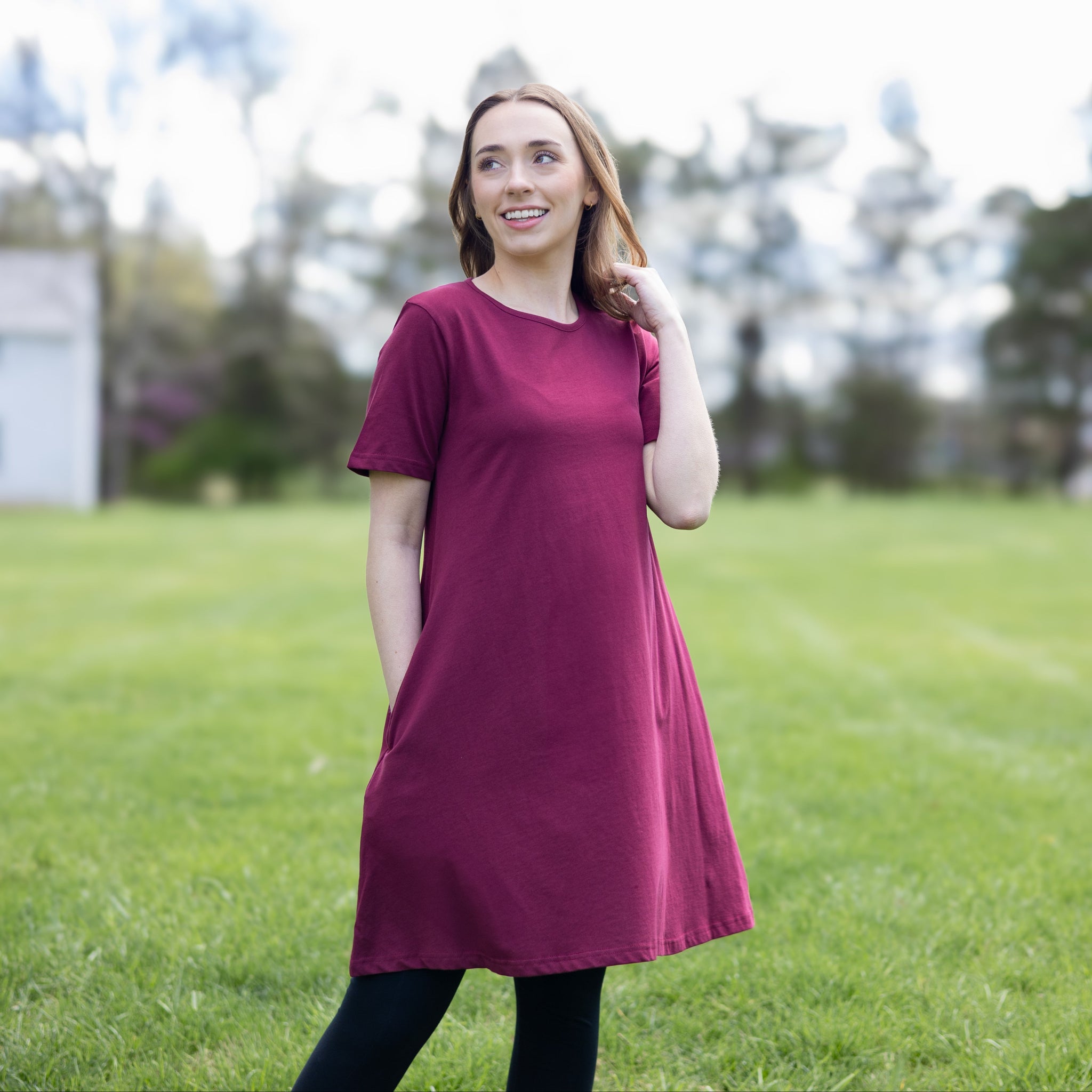 burgundy tunic dress Plus Size Tessa Tunic Dress Burgundy L / Burgundy at Curvy Sense