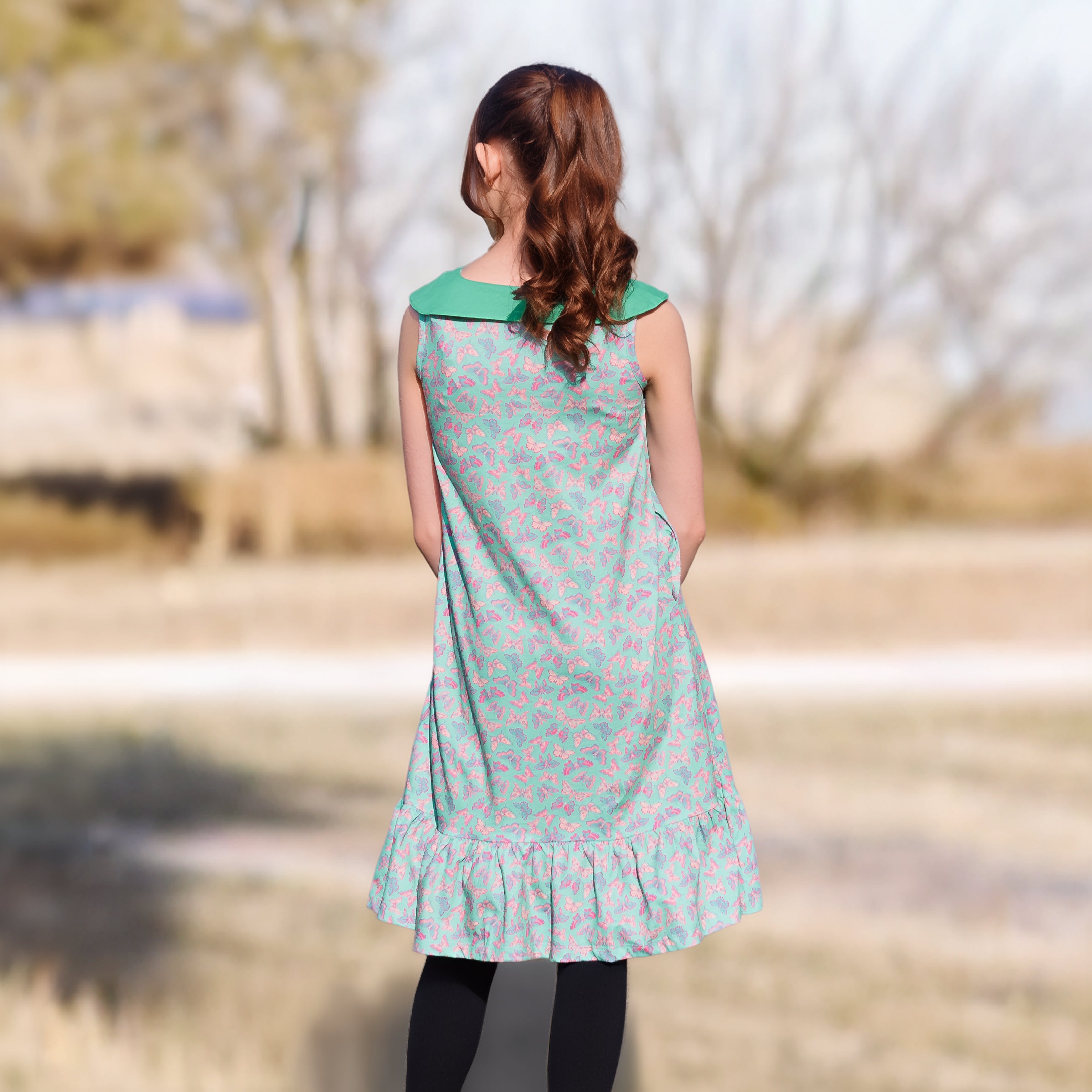 Butterfly Meadows Sleeveless Kids A-Line Dress