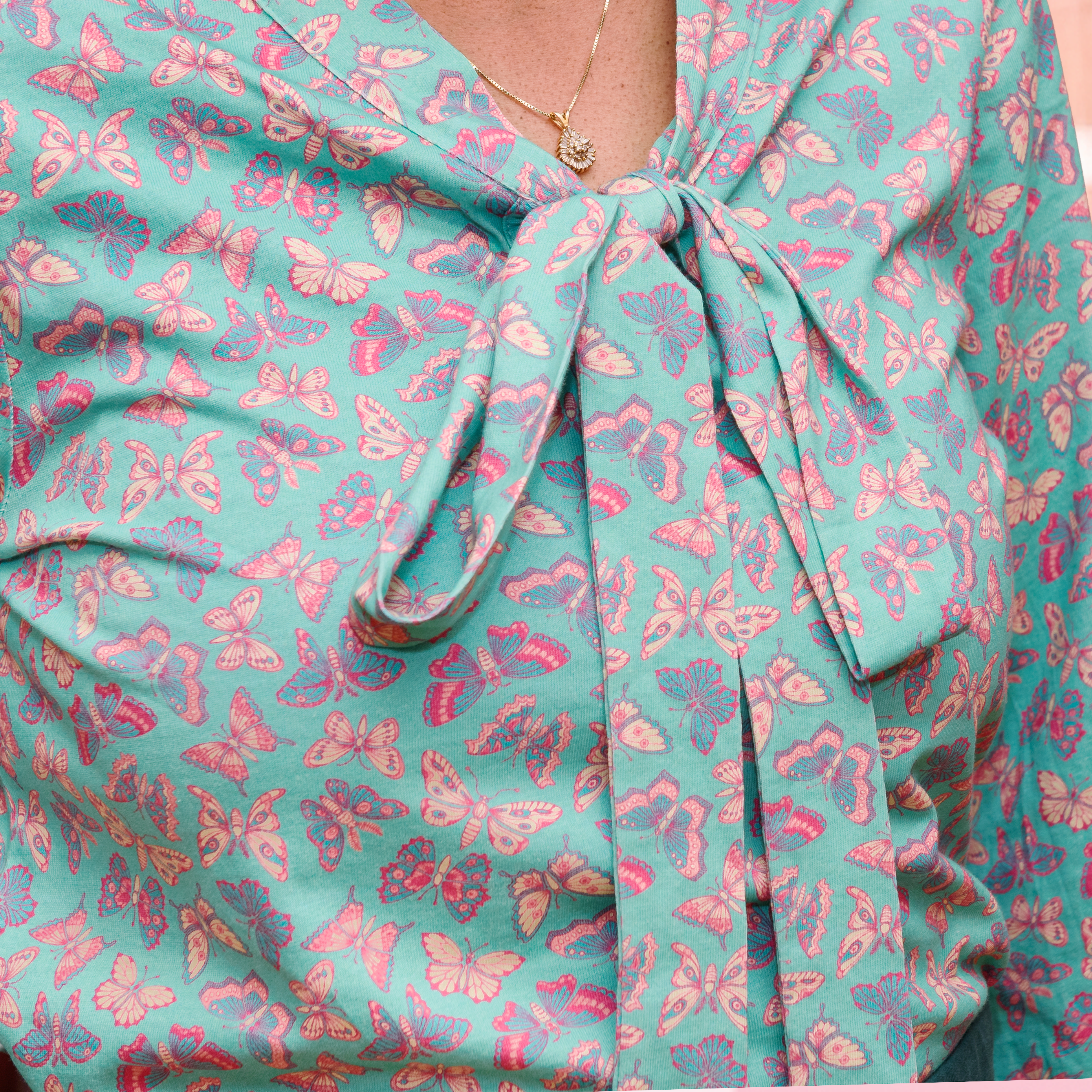 Butterfly Meadows Tie Neck Top