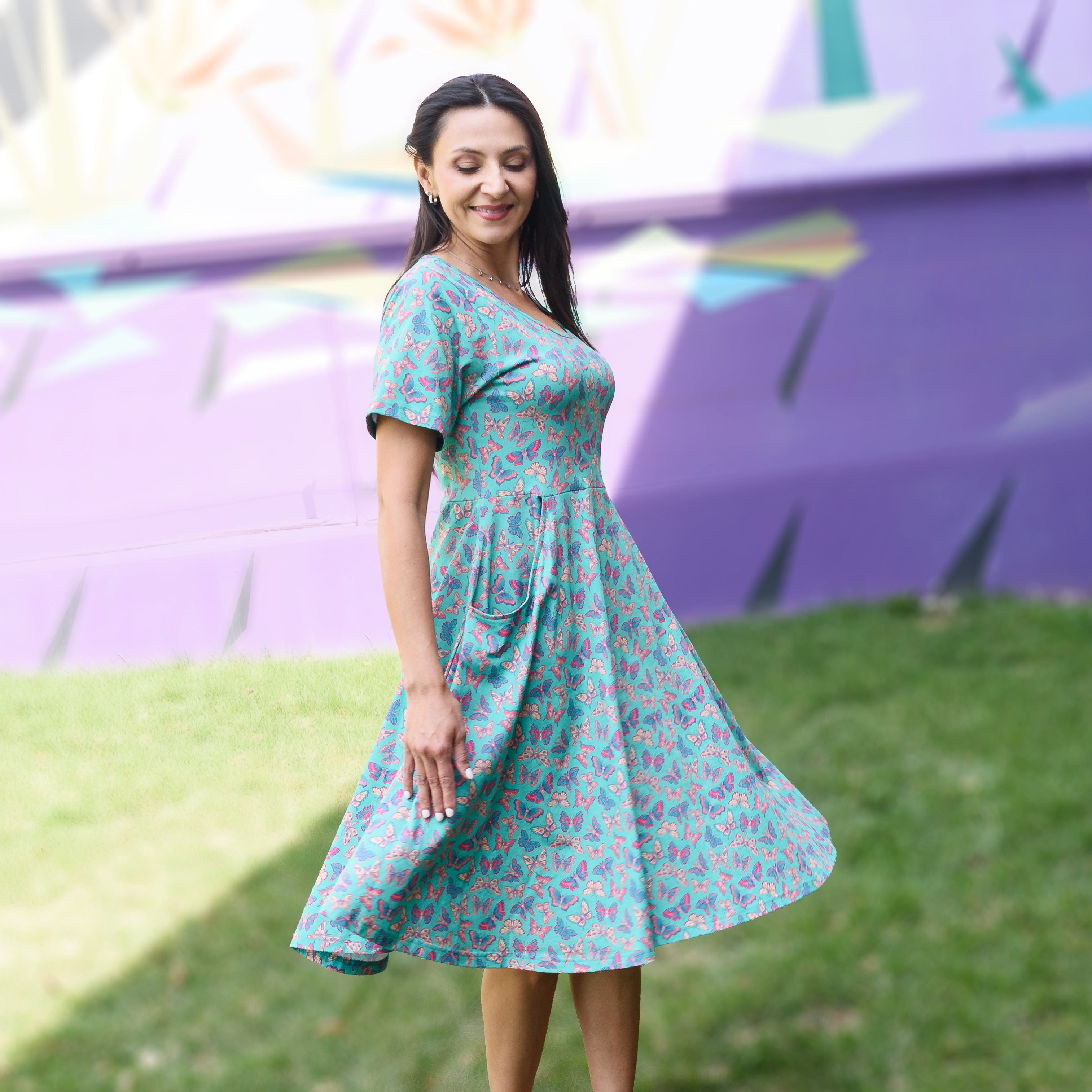 Butterfly Meadows Twirl Dress with Pockets