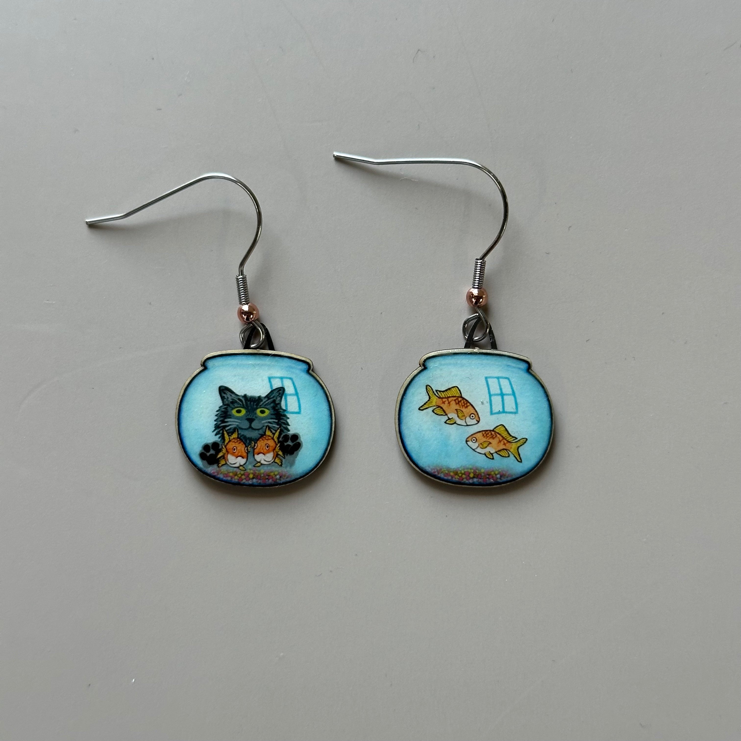 Fish & Cat Earrings