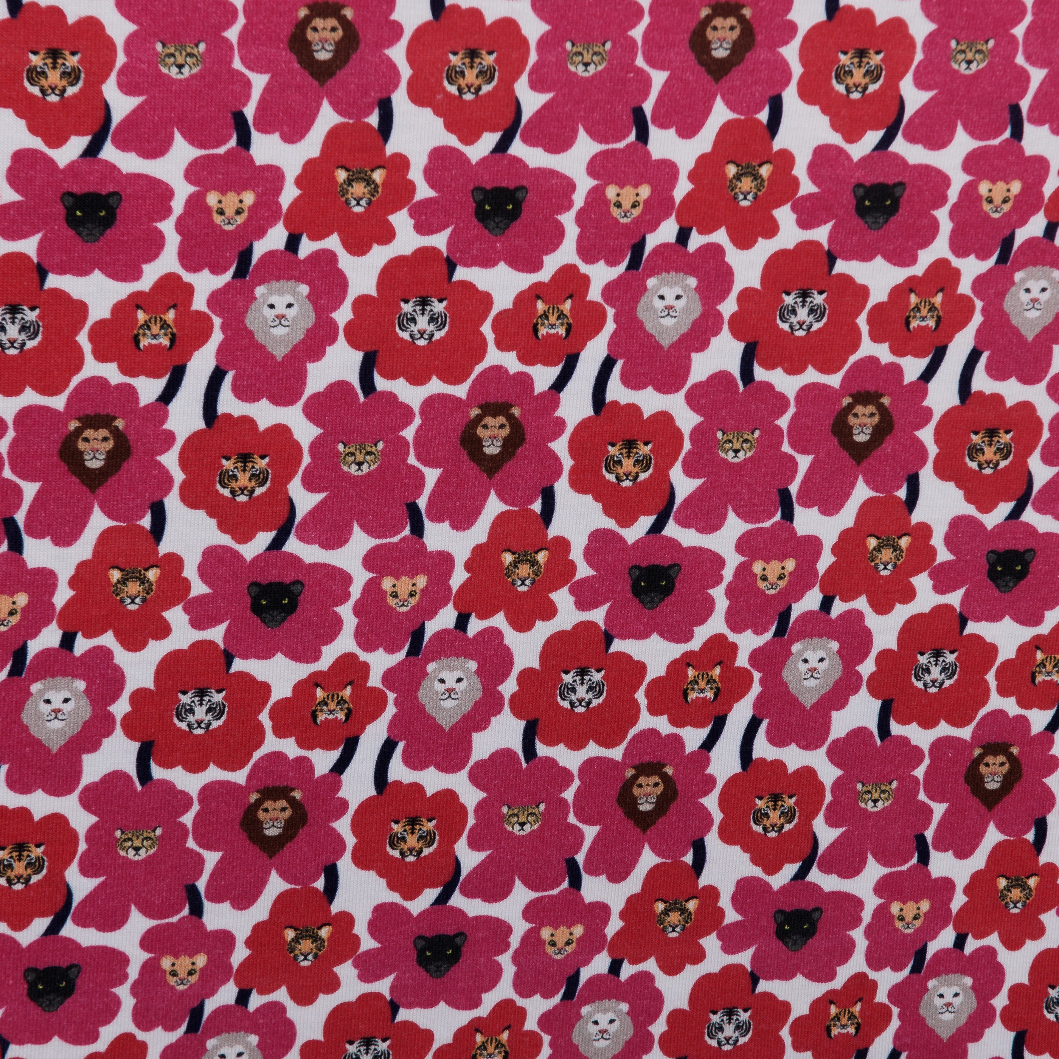 Floral Cat Family Jumpsuit with Pockets