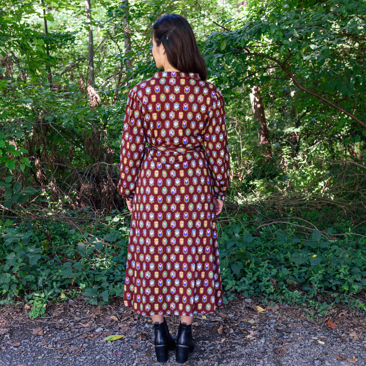 Cat Portraits Button-Up Midi Dress with Pockets