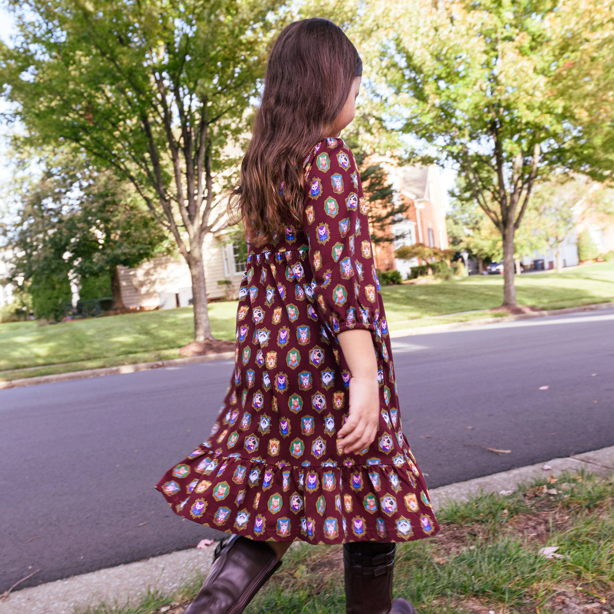 Cat Portraits Kids Dress with Pockets