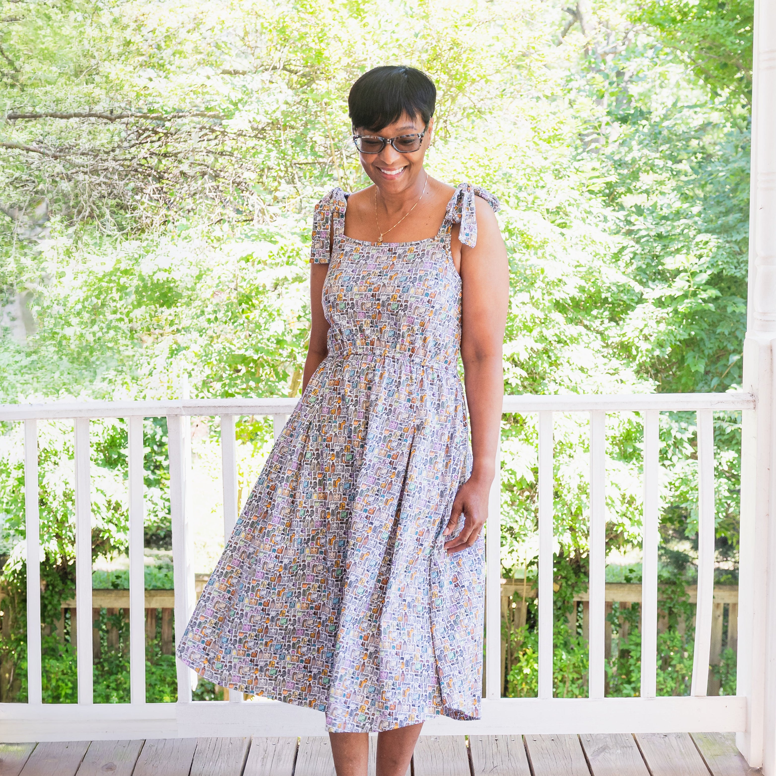 Cat Puzzle Dress with Pockets