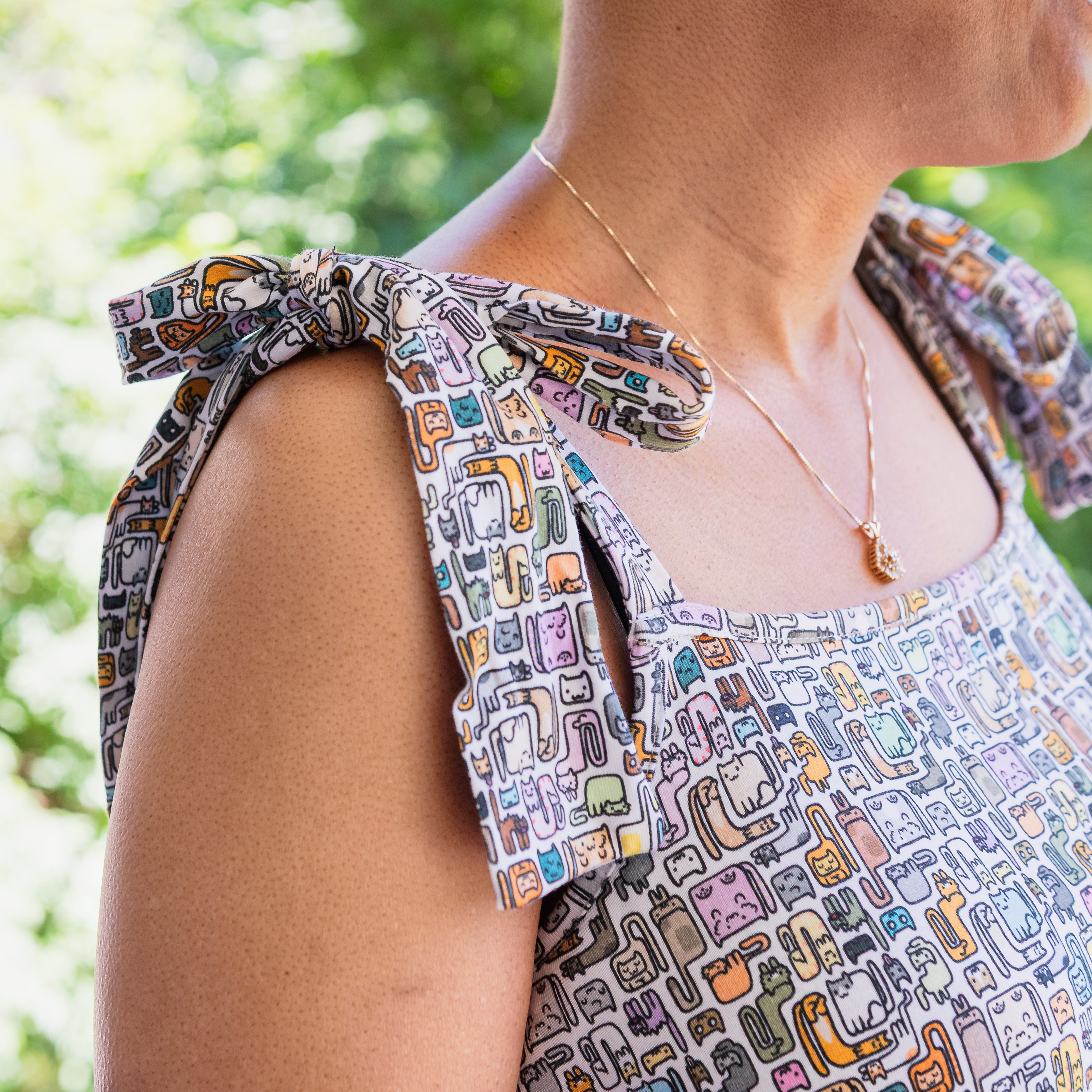 Cat Puzzle Dress with Pockets